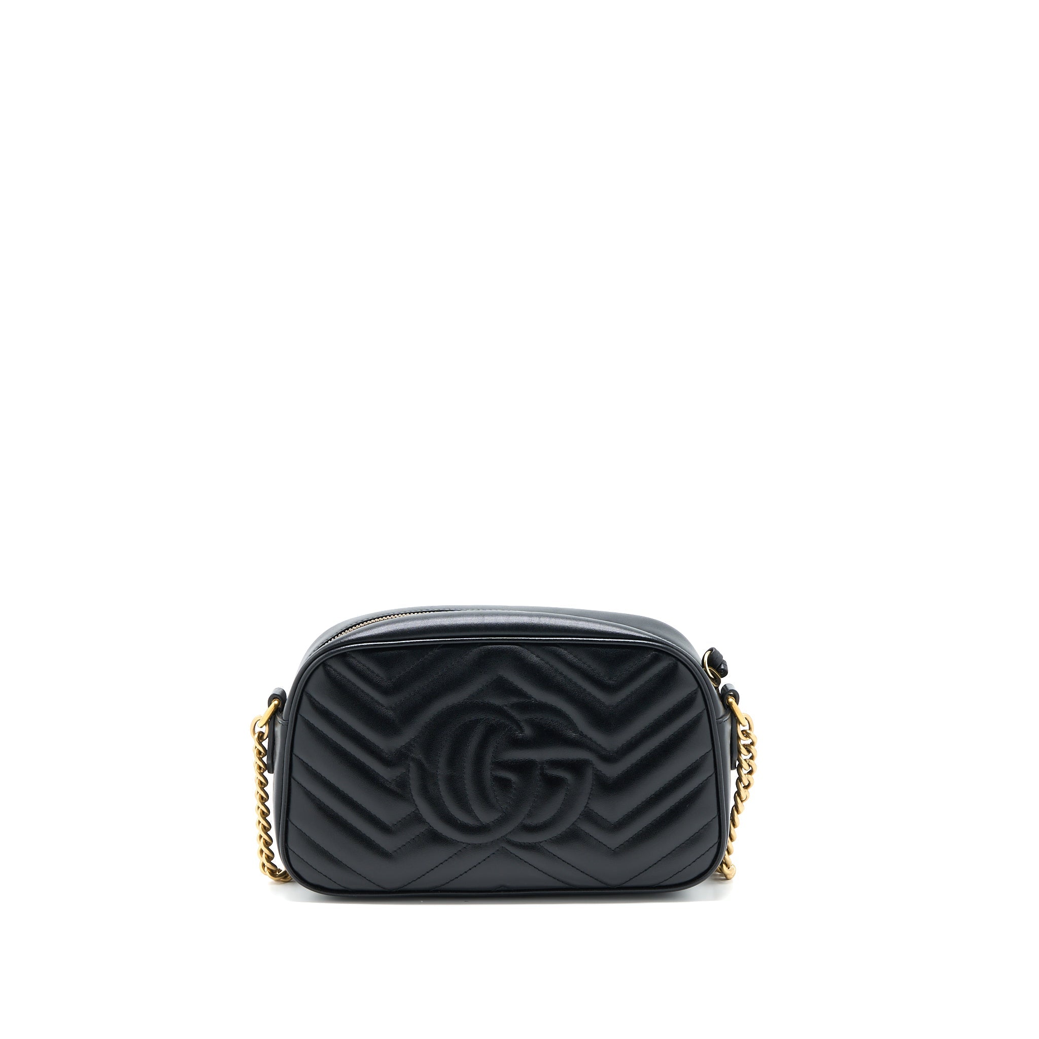 GUCCI GG MARMONT CAMERA SHOULDER BAG CALFSKIN BLACK BRUSHED GHW