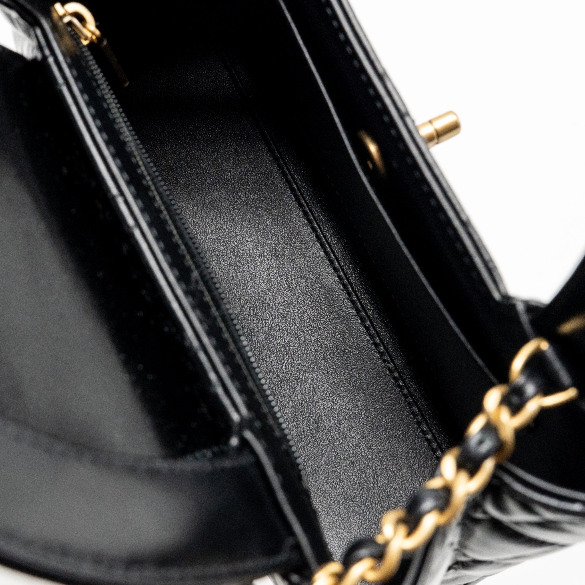CHANEL MINI KELLY SHOPPING TOTE BAG CALFSKIN BLACK GHW (MICROCHIP)
