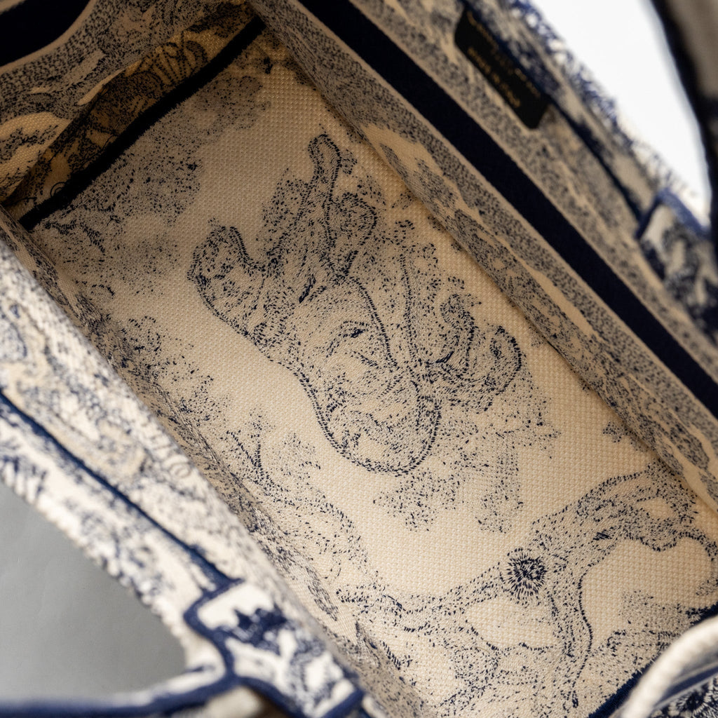 DIOR MEDIUM BOOK TOTE BLUE TOILE DE JOUY EMBROIDERY CANVAS