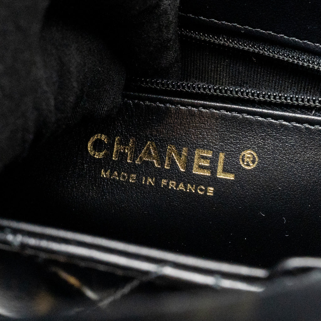 CHANEL MINI KELLY SHOPPING TOTE BAG CALFSKIN BLACK GHW (MICROCHIP)