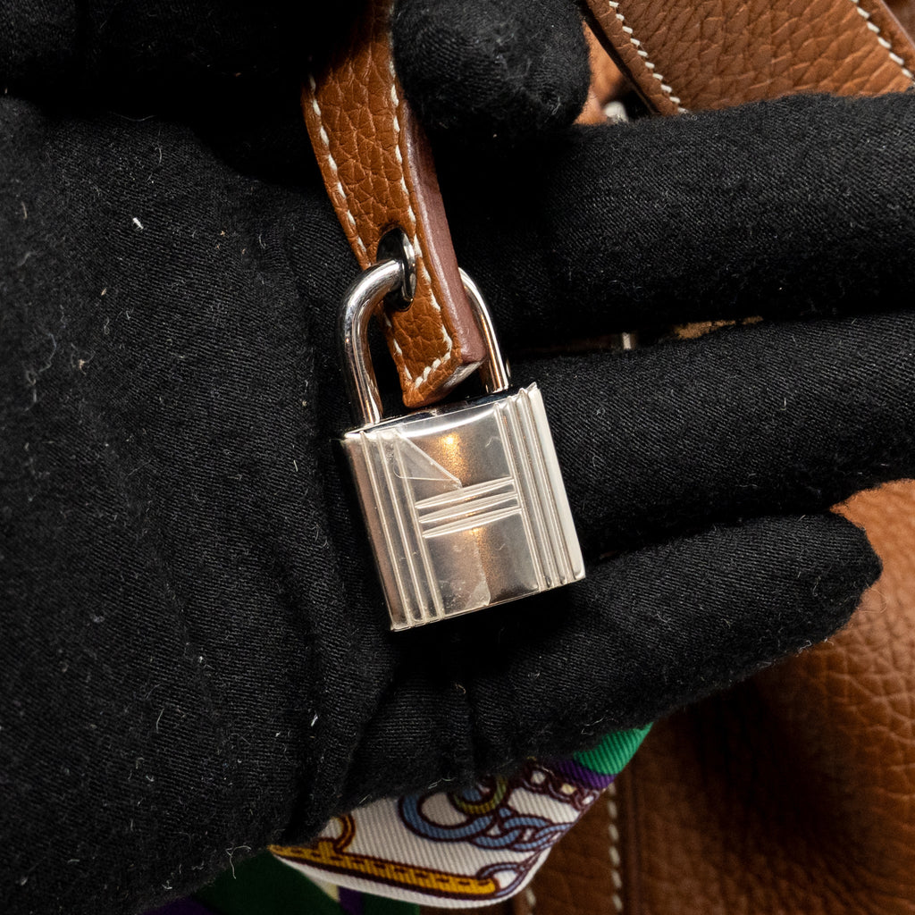 HERMES PICOTIN 22 LOCK BAG CLEMENCE/SWIFT GOLD/BLUE BRUME HANDLE SHW
