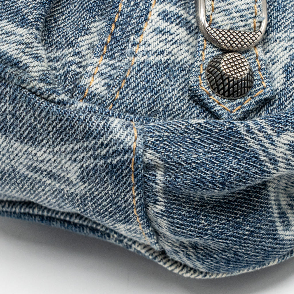 BALENCIAGA LE CAGOLE XS SHOULDER BAG BB MONOGRAM DENIM LIGHT BLUE SHW