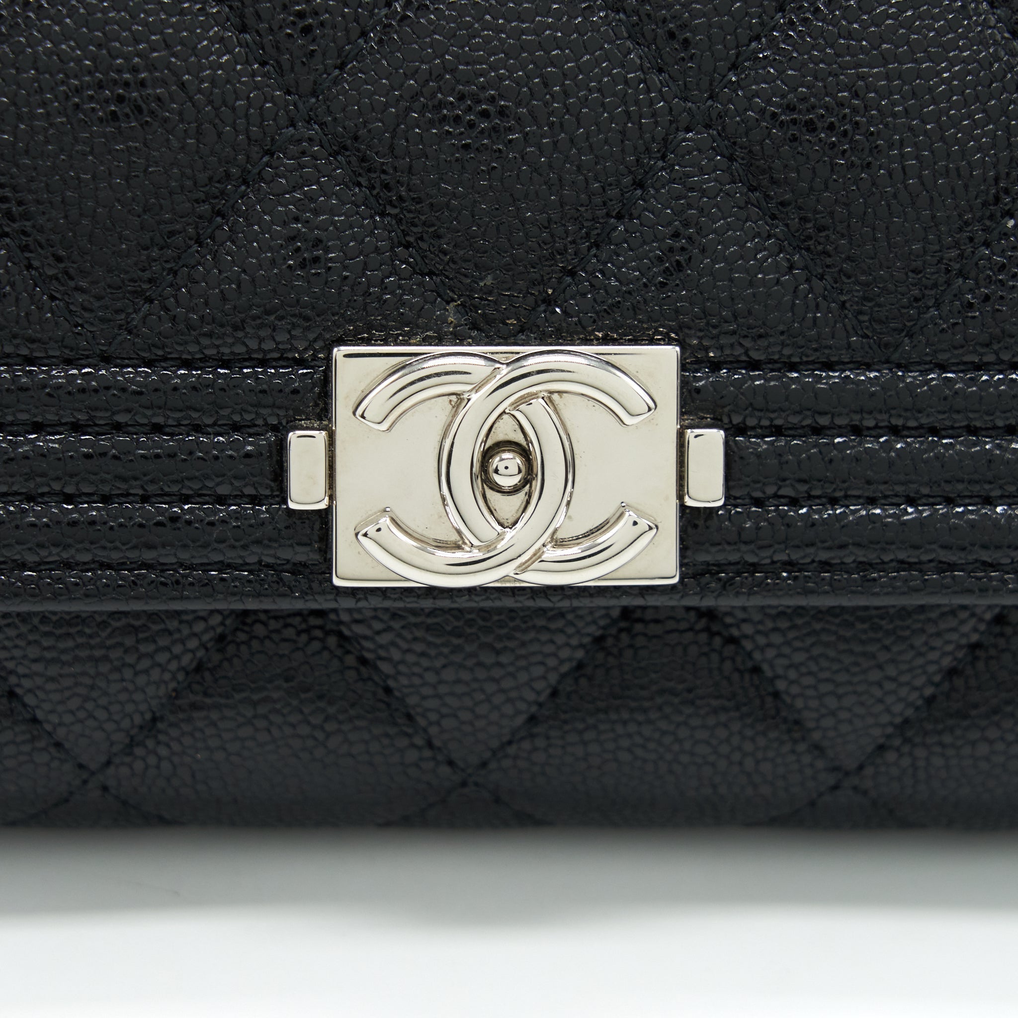 CHANEL BOY CARD HOLDER CAVIAR BLACK SHW