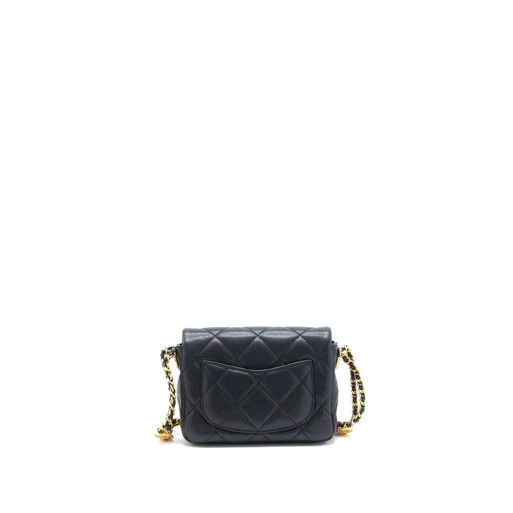 CHANEL 22A SQUARE FLAP BAG CAVIAR BLACK GHW (MICROCHIP)