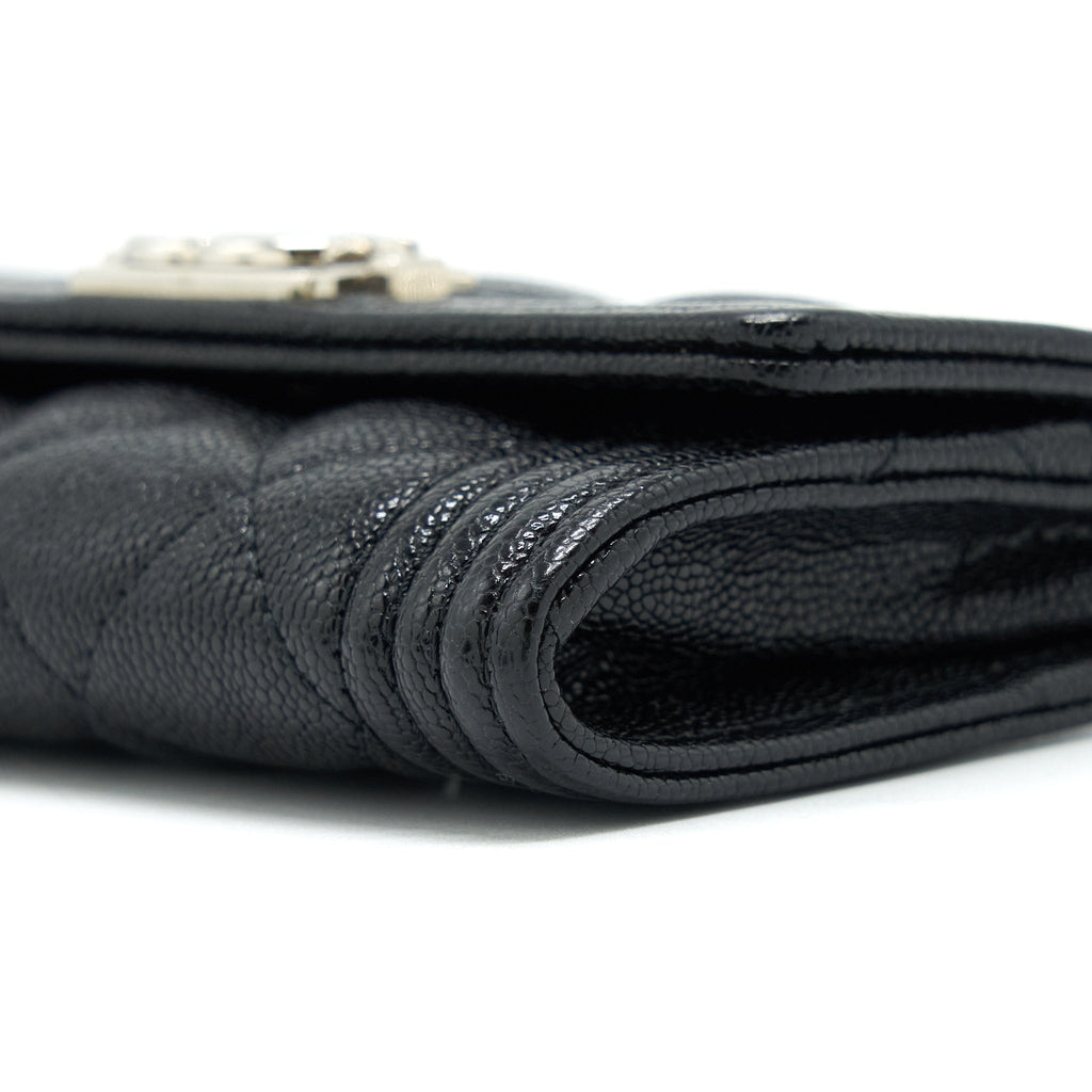 CHANEL BOY CARD HOLDER CAVIAR BLACK SHW