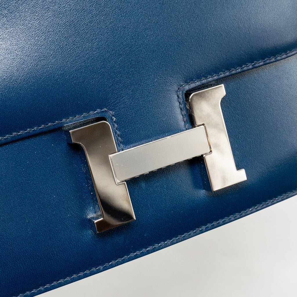 HERMES MINI CONSTANCE BOX LEATHER BLUE DE PERUSES SHW