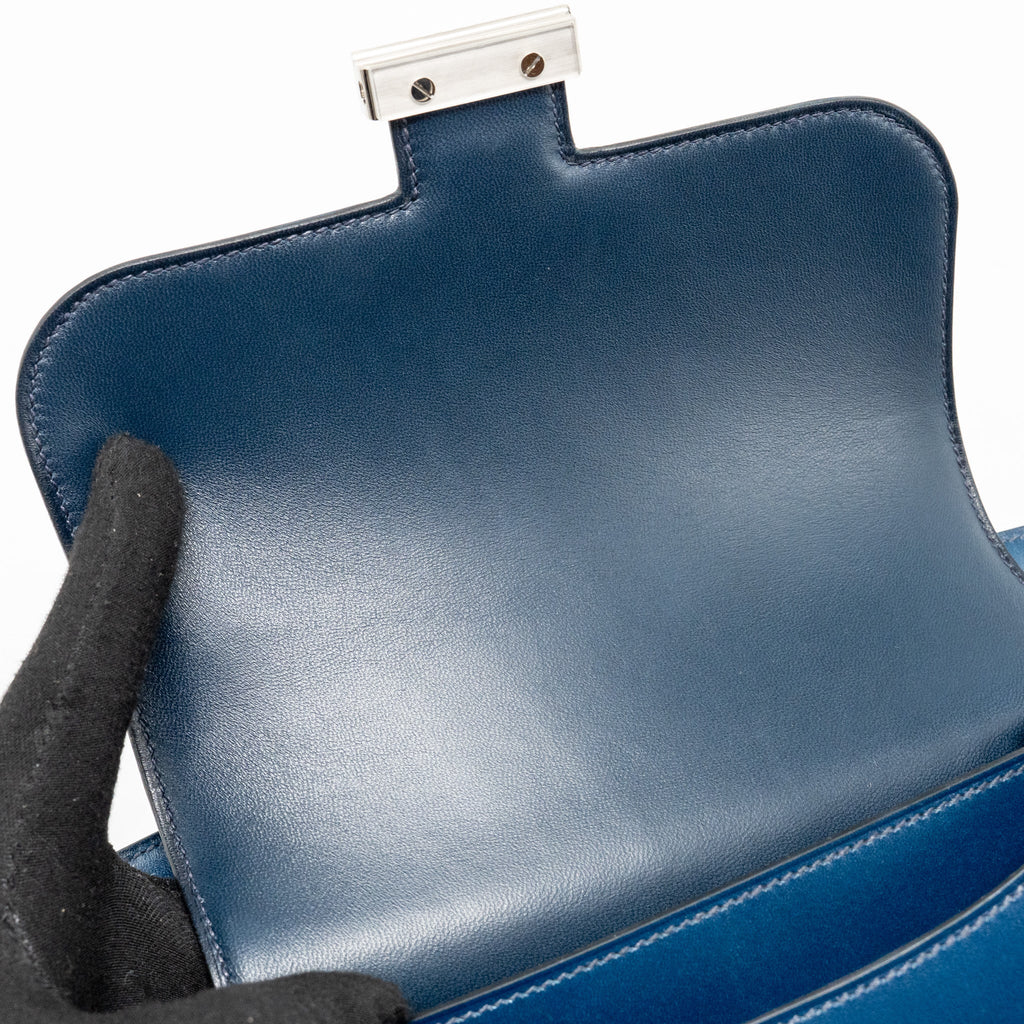 HERMES MINI CONSTANCE BOX LEATHER BLUE DE PERUSES SHW