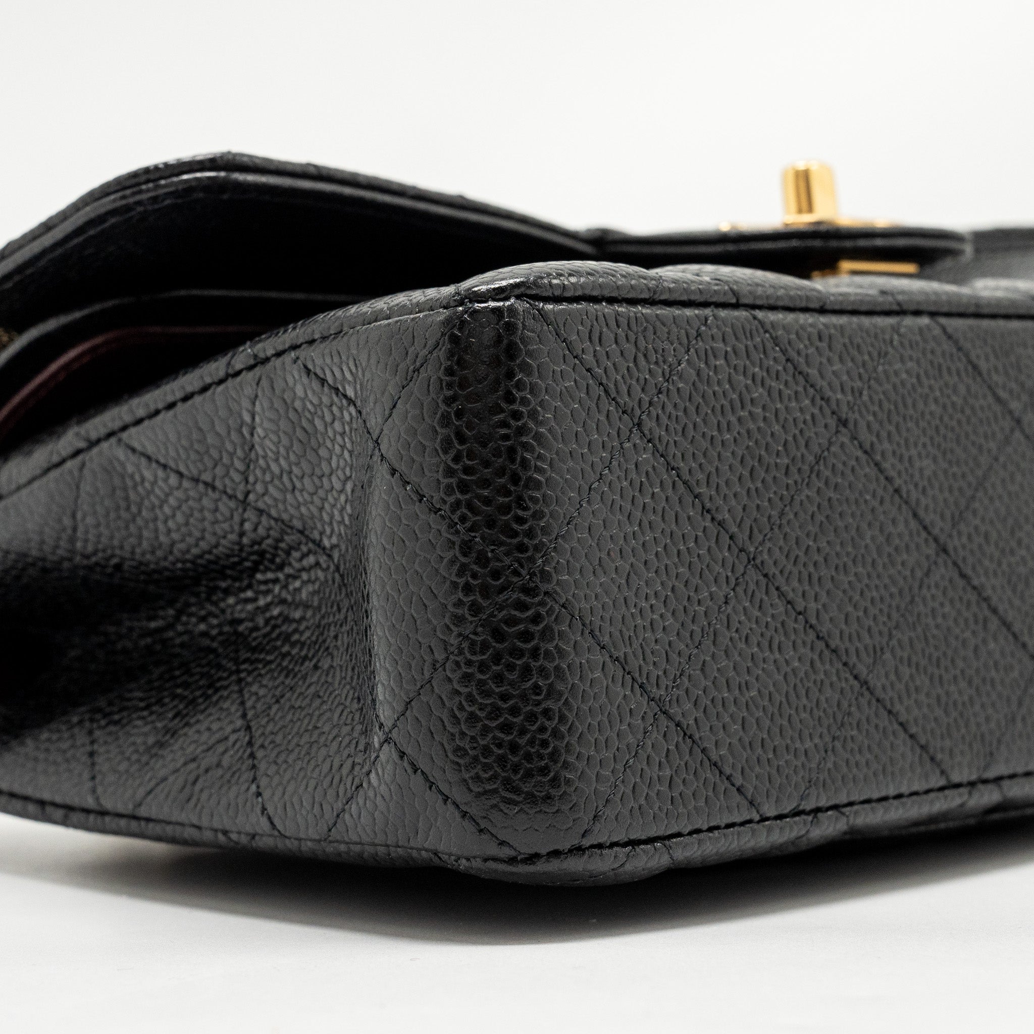 CHANEL SMALL CLASSIC DOUBLE FLAP BAG CAVIAR BLACK GHW (MICROCHIP)