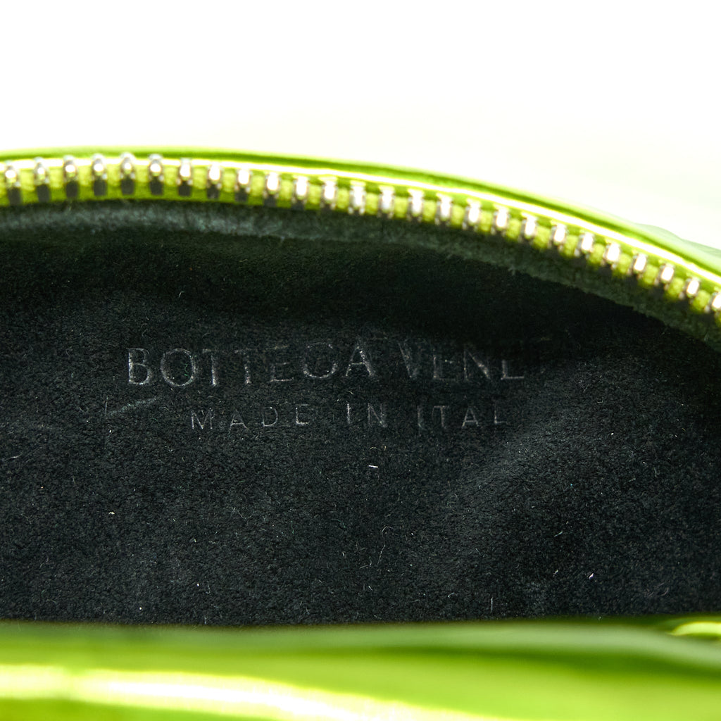 BOTTEGA VENETA MINI JODIE KNOTTED METALLIC GREEN SHW