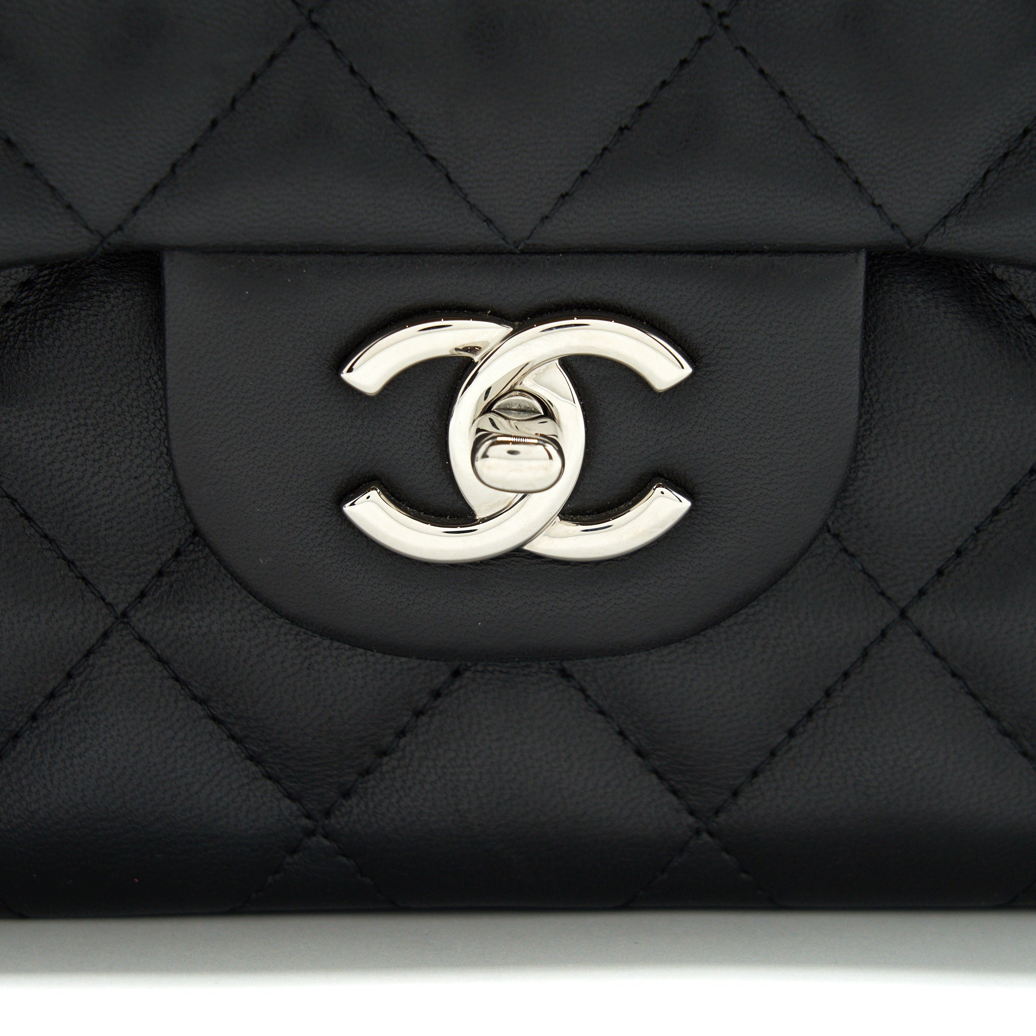 CHANEL CLASSIC JUMBO DOUBLE FLAP BAG LAMBSKIN BLACK SHW