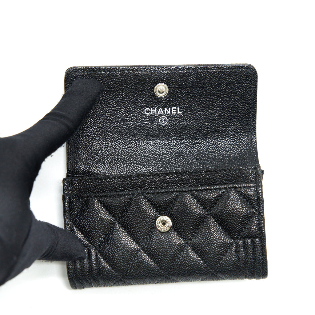 CHANEL BOY CARD HOLDER CAVIAR BLACK SHW