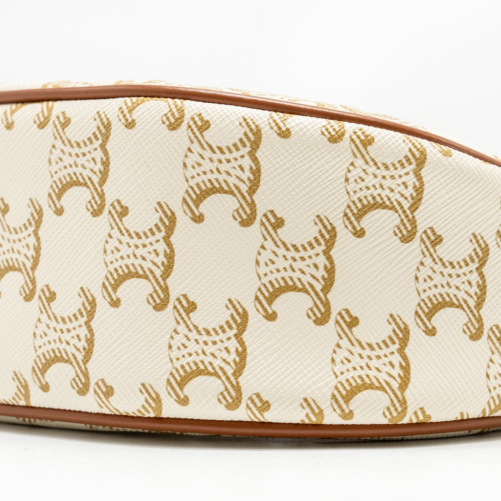 CELINE MEDIUM AVA BAG TRIOMPHE CANVAS/CALFSKIN WHITE/BROWN GHW