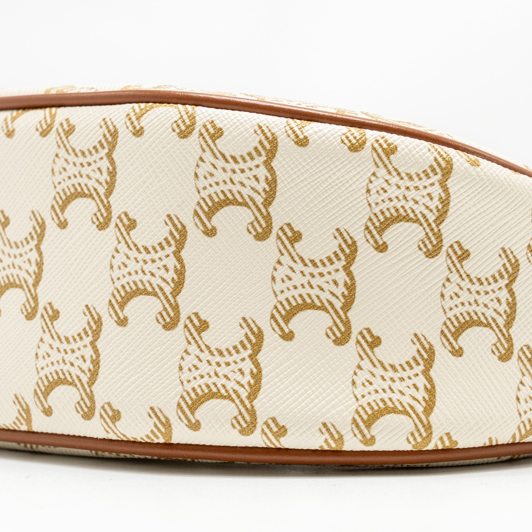 CELINE MEDIUM AVA BAG TRIOMPHE CANVAS/CALFSKIN WHITE/BROWN GHW