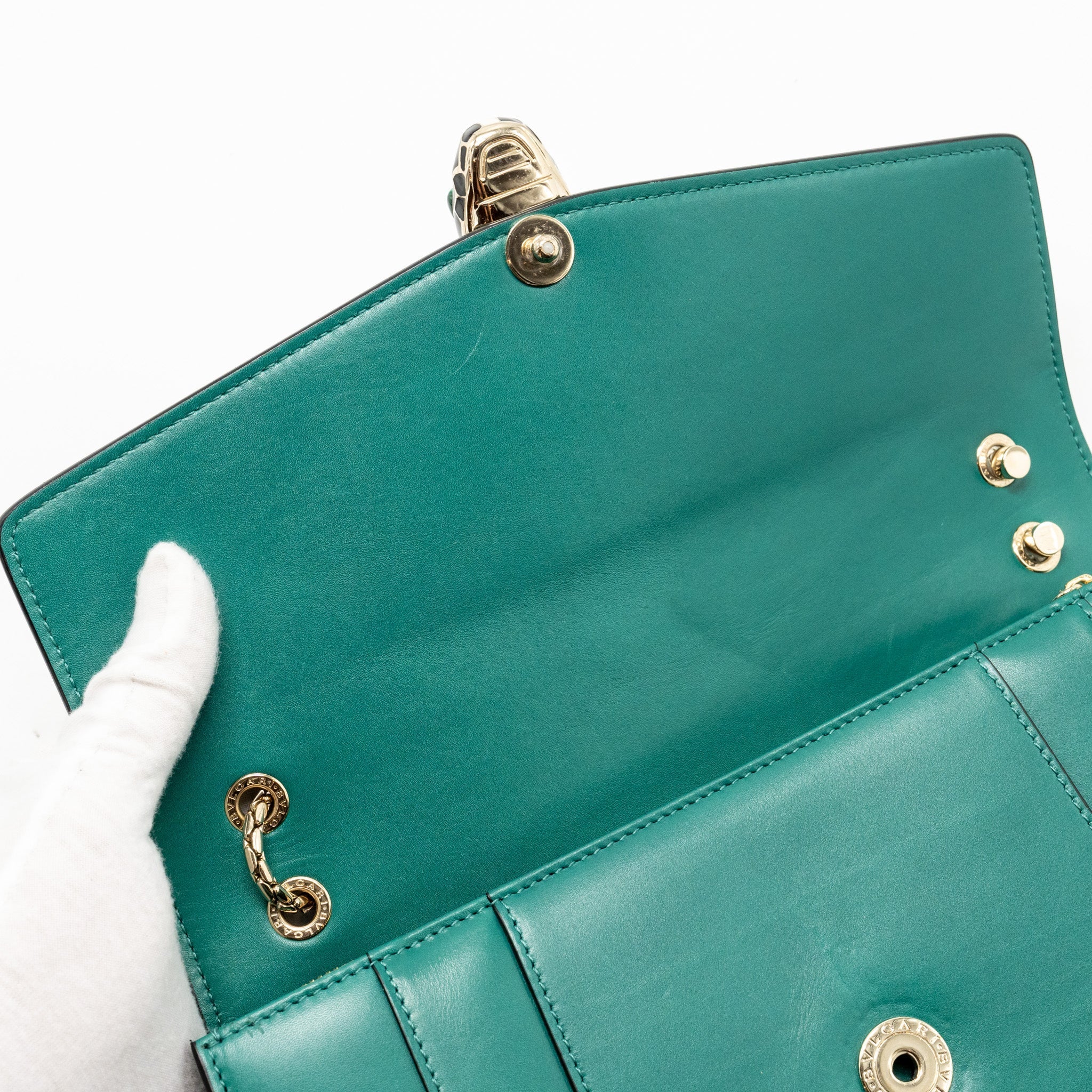 BVLGARI SERPENTI FOREVER SHOULDER BAG CALFSKIN GREEN LGHW