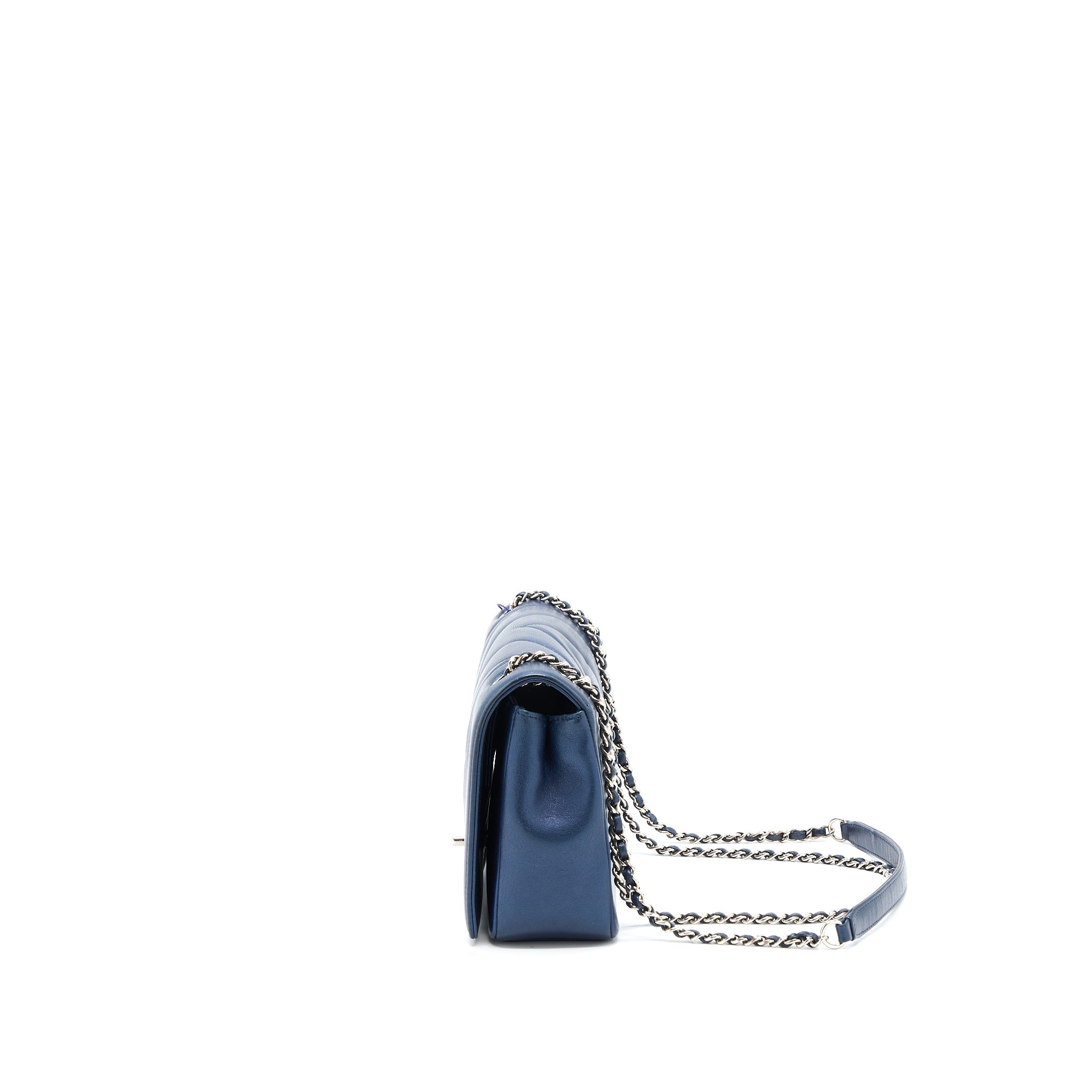 CHANEL MADEMOISELLE FLAP BAG LAMBSKIN NAVY SHW