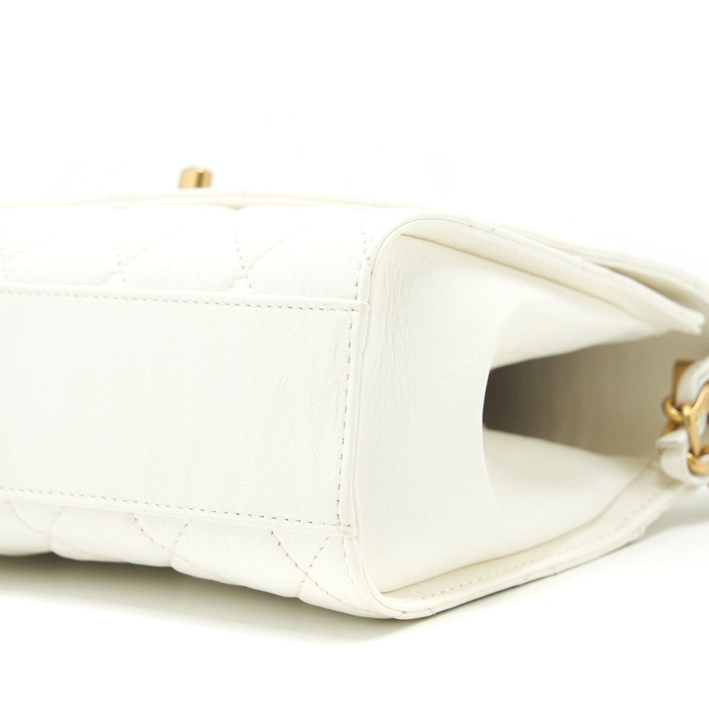 CHANEL SEASONAL FLAP BAG LAMBSKIN WHITE GHW