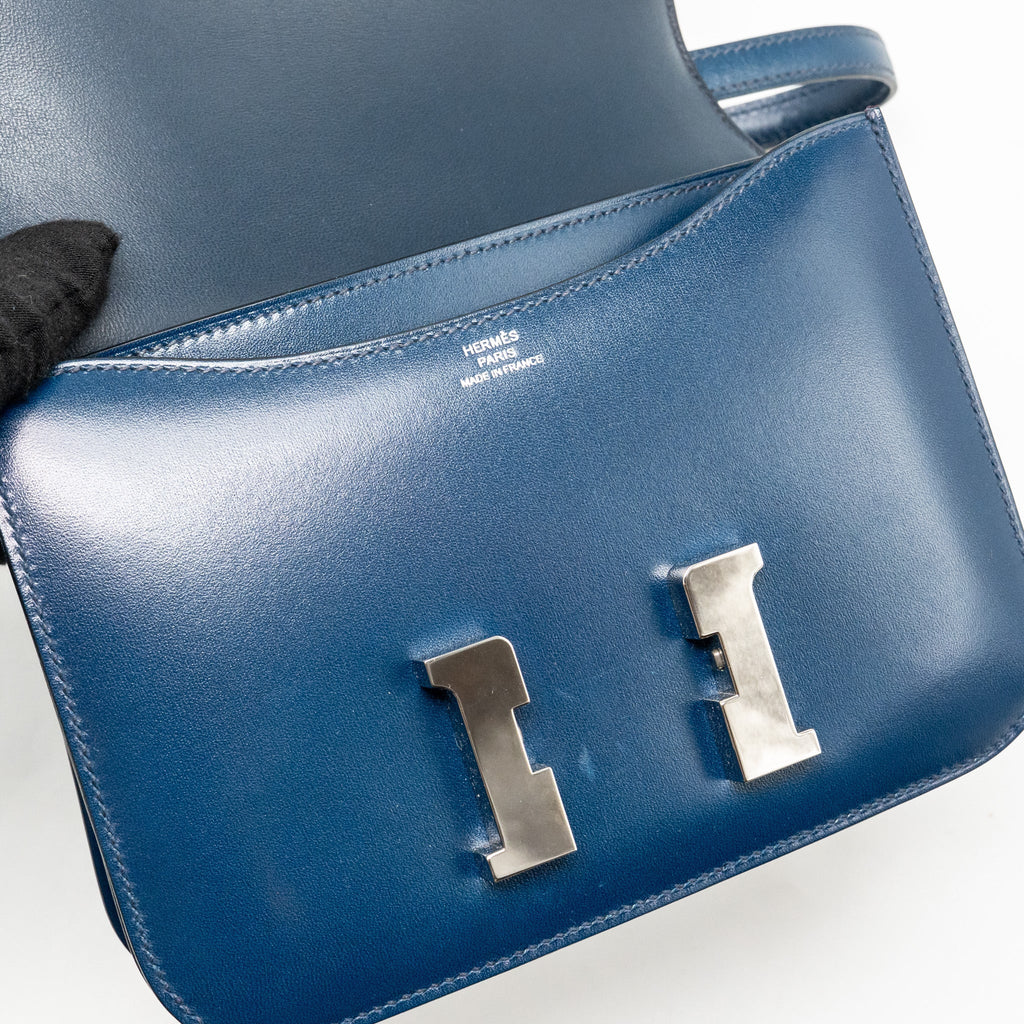 HERMES MINI CONSTANCE BOX LEATHER BLUE DE PERUSES SHW