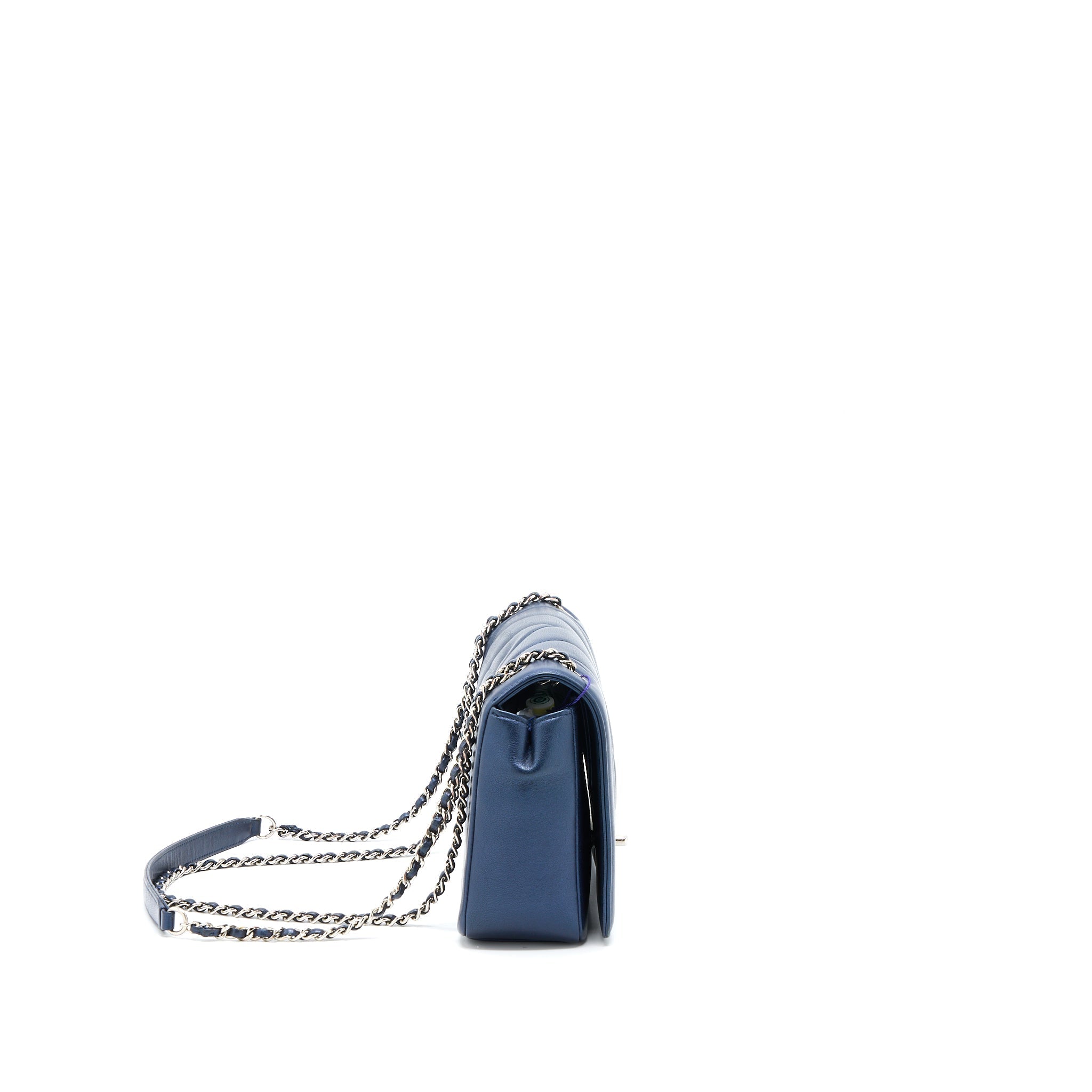 CHANEL MADEMOISELLE FLAP BAG LAMBSKIN NAVY SHW