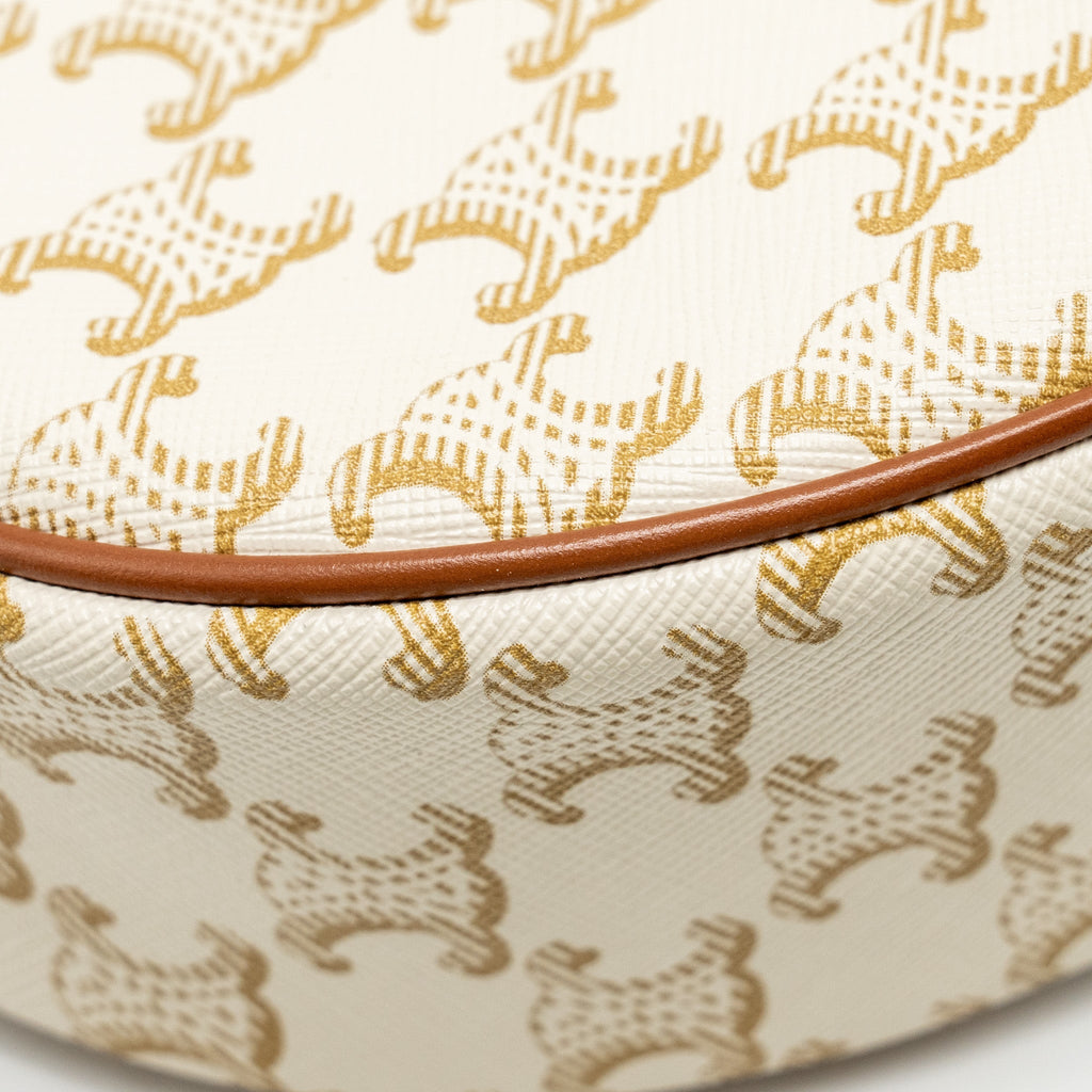 CELINE MEDIUM AVA BAG TRIOMPHE CANVAS/CALFSKIN WHITE/BROWN GHW