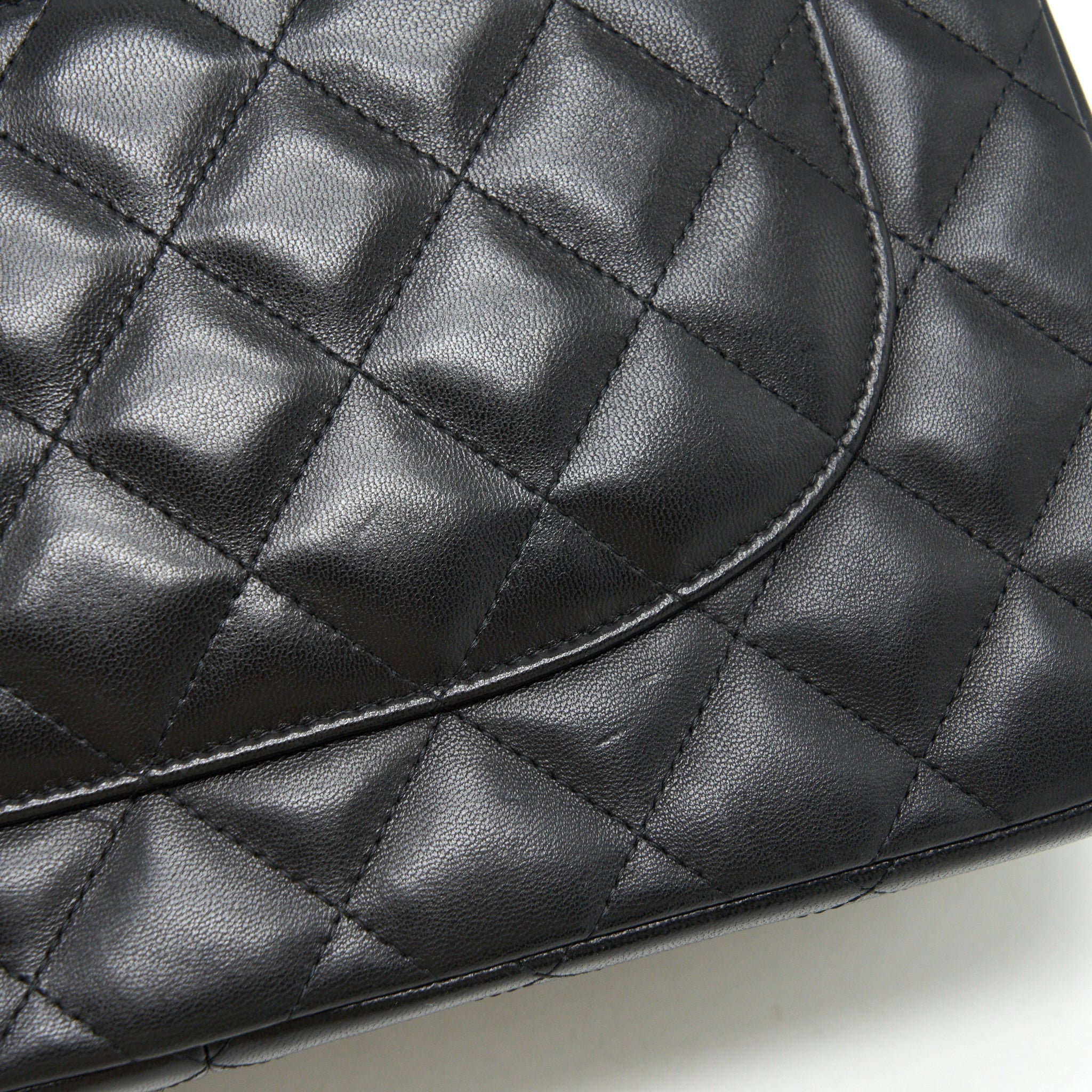 CHANEL CLASSIC JUMBO DOUBLE FLAP BAG LAMBSKIN BLACK SHW