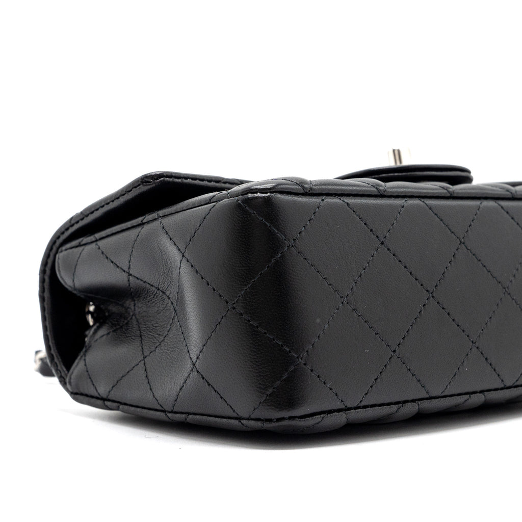 CHANEL CLASSIC MINI RECTANGULAR FLAP BAG LAMBSKIN BLACK SHW (MICROCHIP)