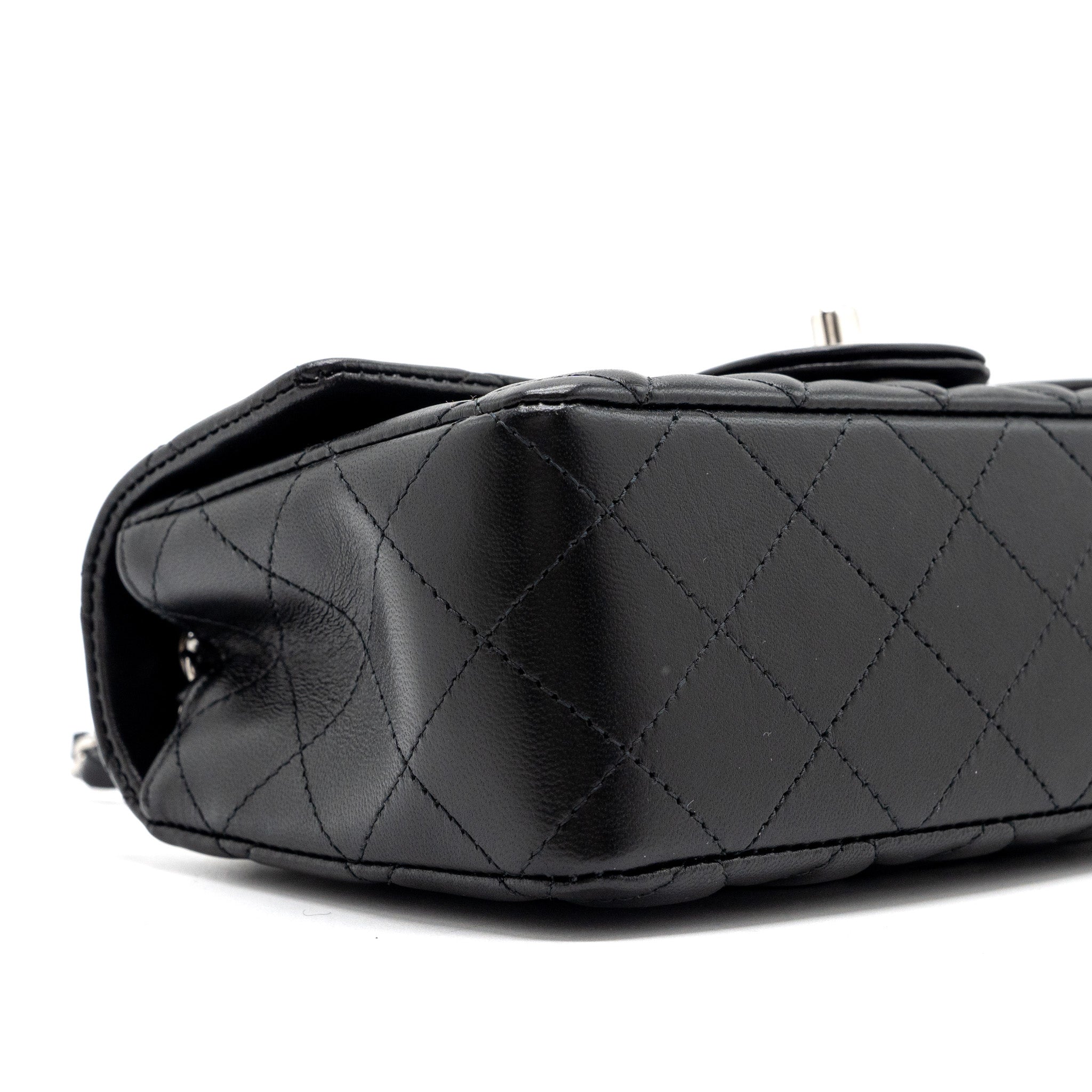 CHANEL CLASSIC MINI RECTANGULAR FLAP BAG LAMBSKIN BLACK SHW (MICROCHIP)