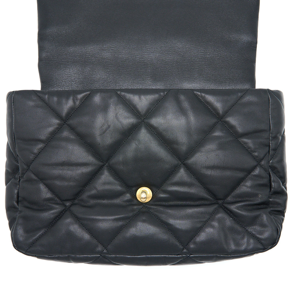 CHANEL MAXI 19 BAG GOATSKIN BLACK MULTICOLOUR HARDWARE