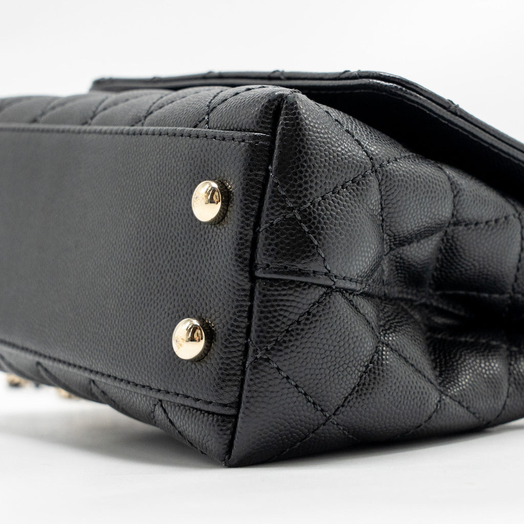 CHANEL MINI COCO HANDLE CAVIAR BLACK LGHW (MICROCHIP)