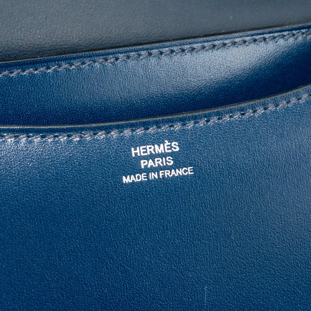 HERMES MINI CONSTANCE BOX LEATHER BLUE DE PERUSES SHW