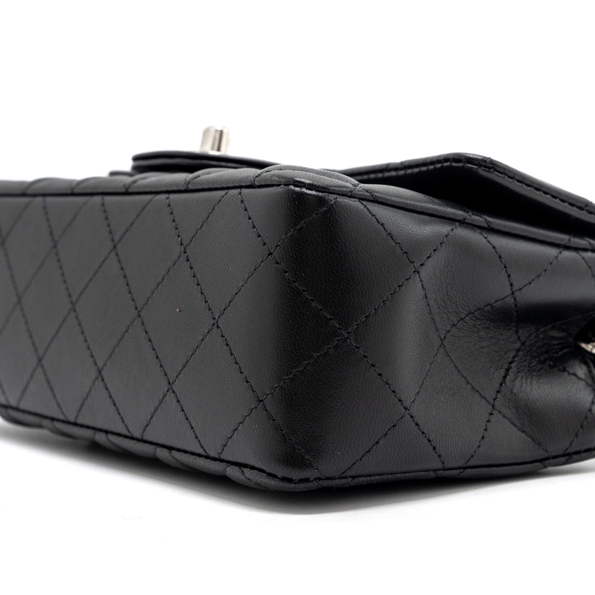 CHANEL CLASSIC MINI RECTANGULAR FLAP BAG LAMBSKIN BLACK SHW (MICROCHIP)