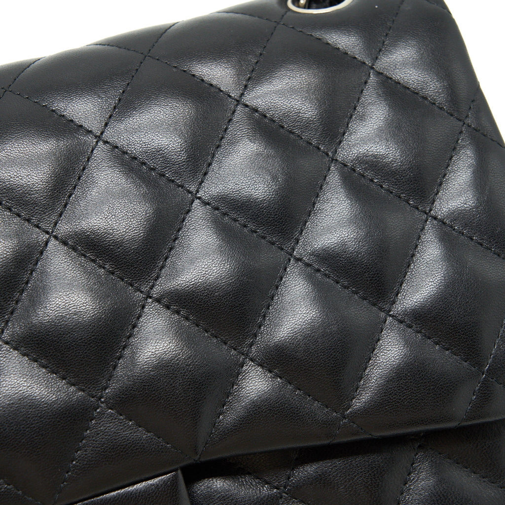 CHANEL CLASSIC JUMBO DOUBLE FLAP BAG LAMBSKIN BLACK SHW
