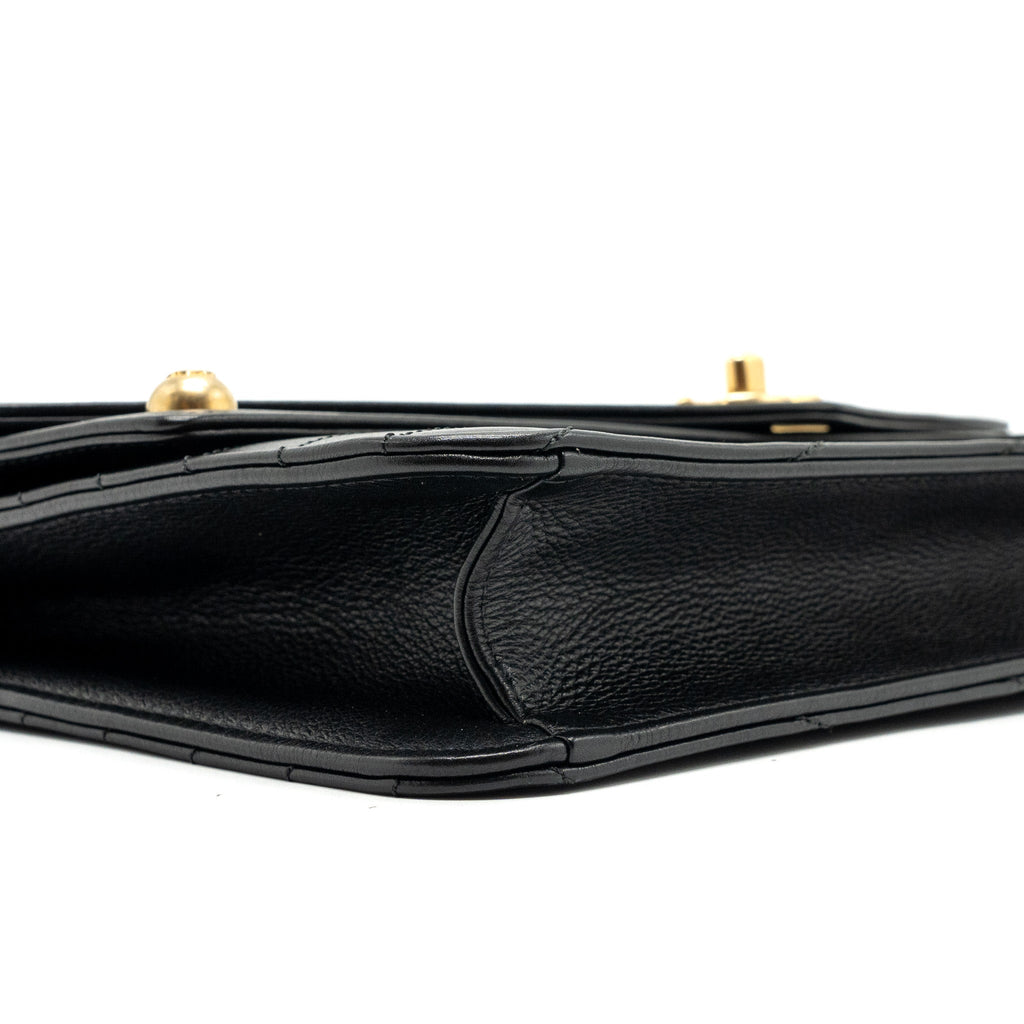 CHANEL VOYAGE CHEVRON CLUTCH CALFSKIN BLACK GHW