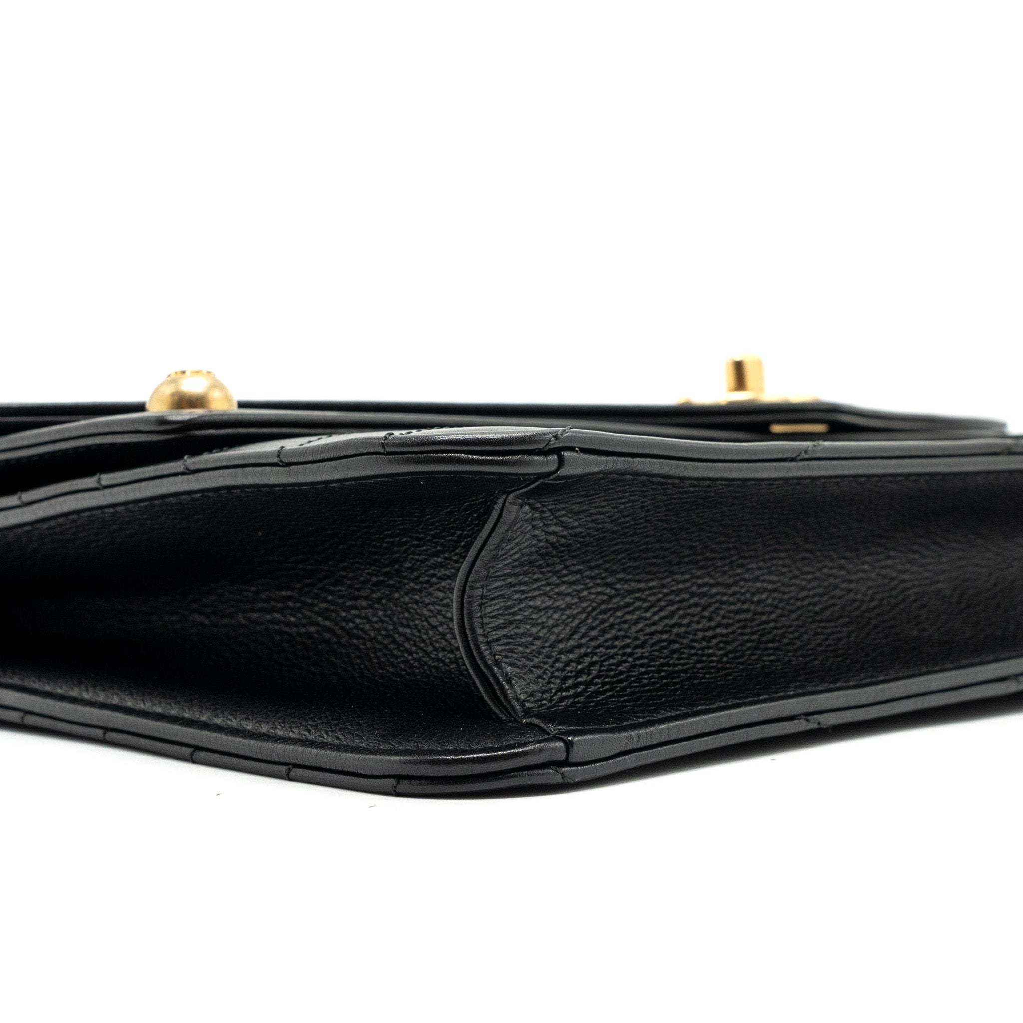 CHANEL VOYAGE CHEVRON CLUTCH CALFSKIN BLACK GHW