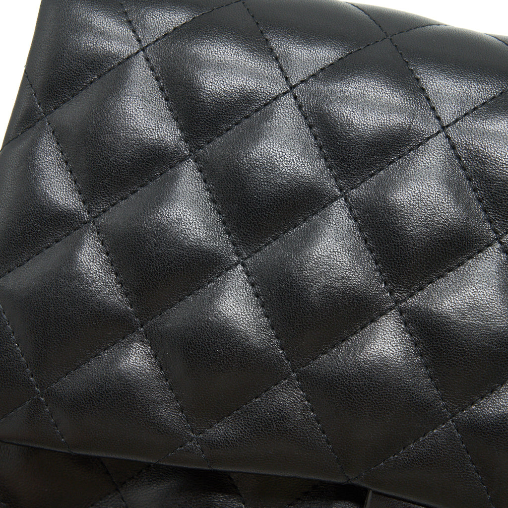 CHANEL CLASSIC JUMBO DOUBLE FLAP BAG LAMBSKIN BLACK SHW
