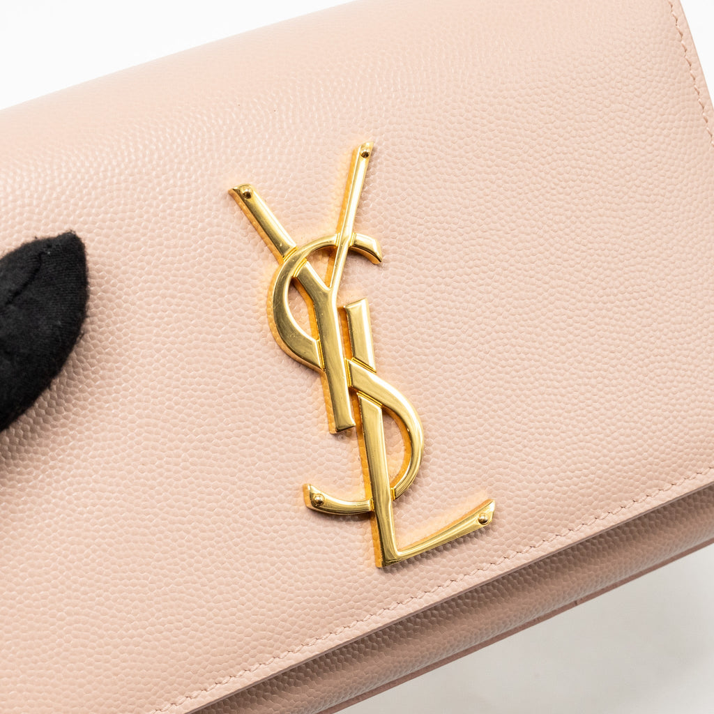 SAINT LAURENT/YSL SMALL SHOULDER BAG GRAINED CALFSKIN PALE PINK GHW