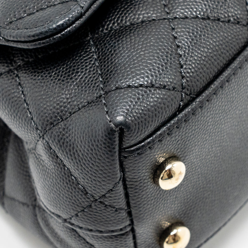 CHANEL MINI COCO HANDLE CAVIAR BLACK LGHW (MICROCHIP)