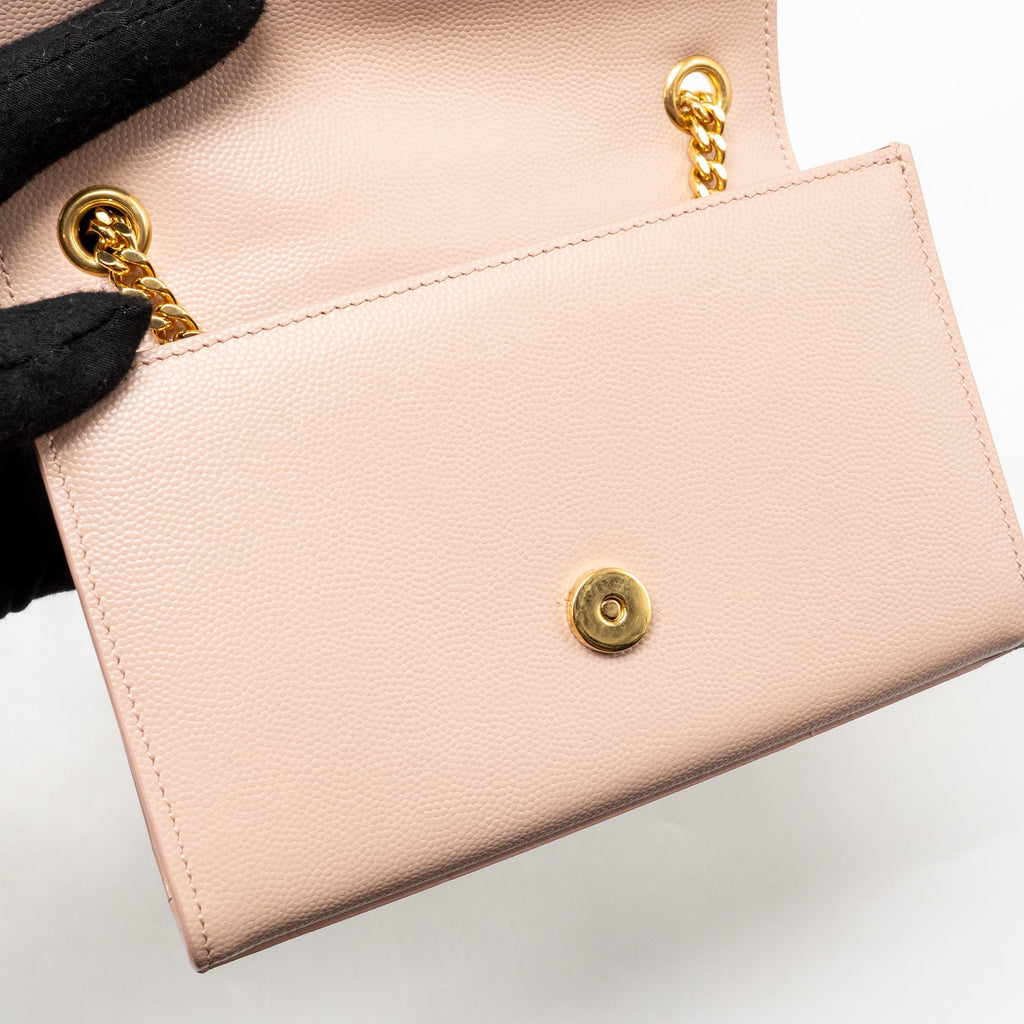 SAINT LAURENT/YSL SMALL SHOULDER BAG GRAINED CALFSKIN PALE PINK GHW