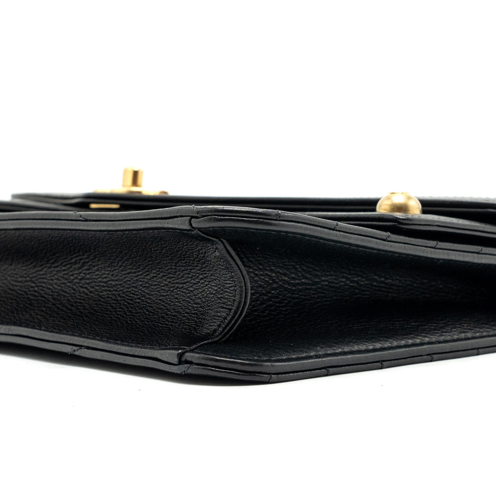 CHANEL VOYAGE CHEVRON CLUTCH CALFSKIN BLACK GHW