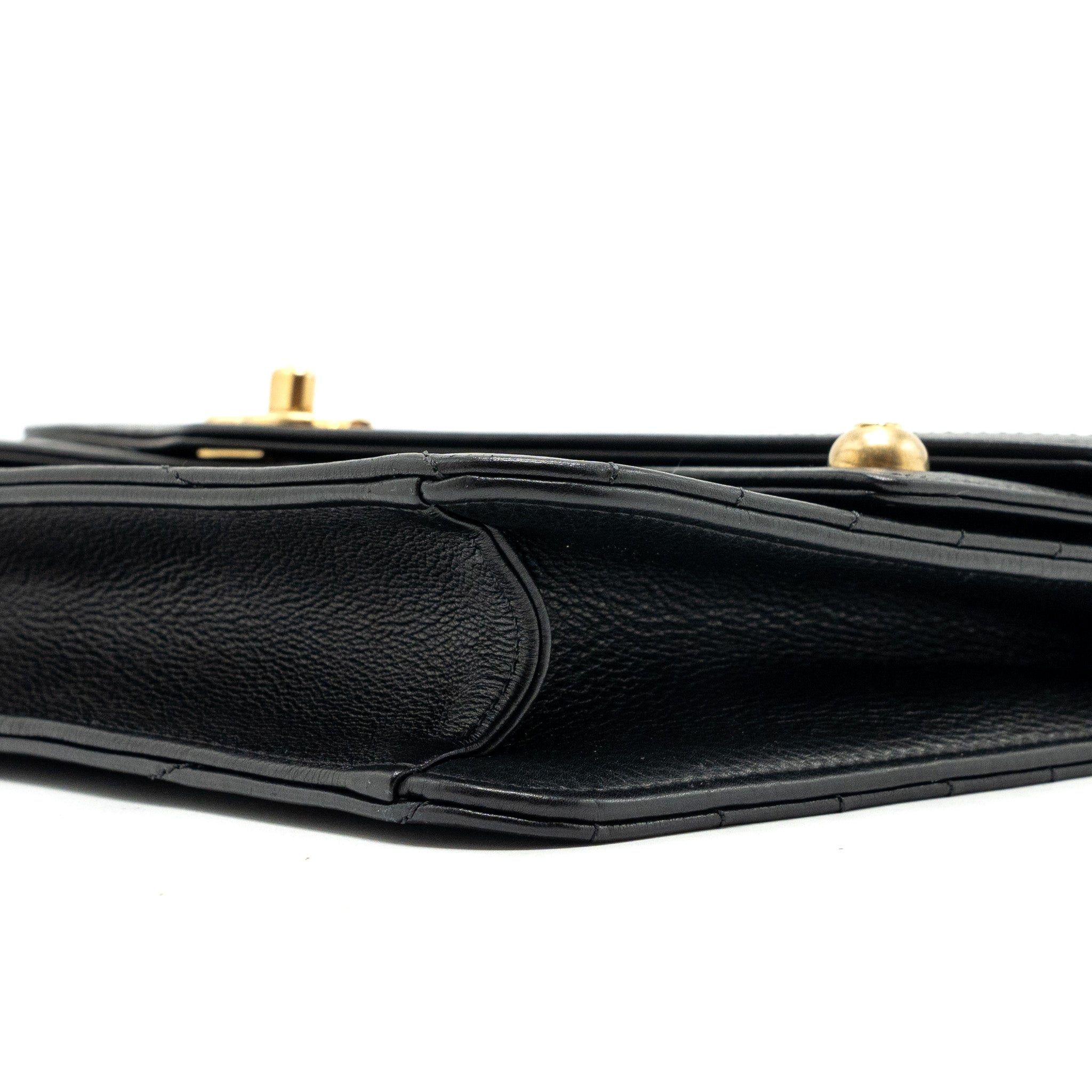 CHANEL VOYAGE CHEVRON CLUTCH CALFSKIN BLACK GHW
