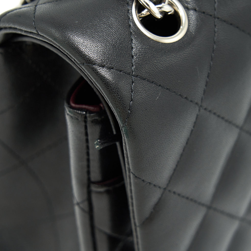 CHANEL CLASSIC JUMBO DOUBLE FLAP BAG LAMBSKIN BLACK SHW