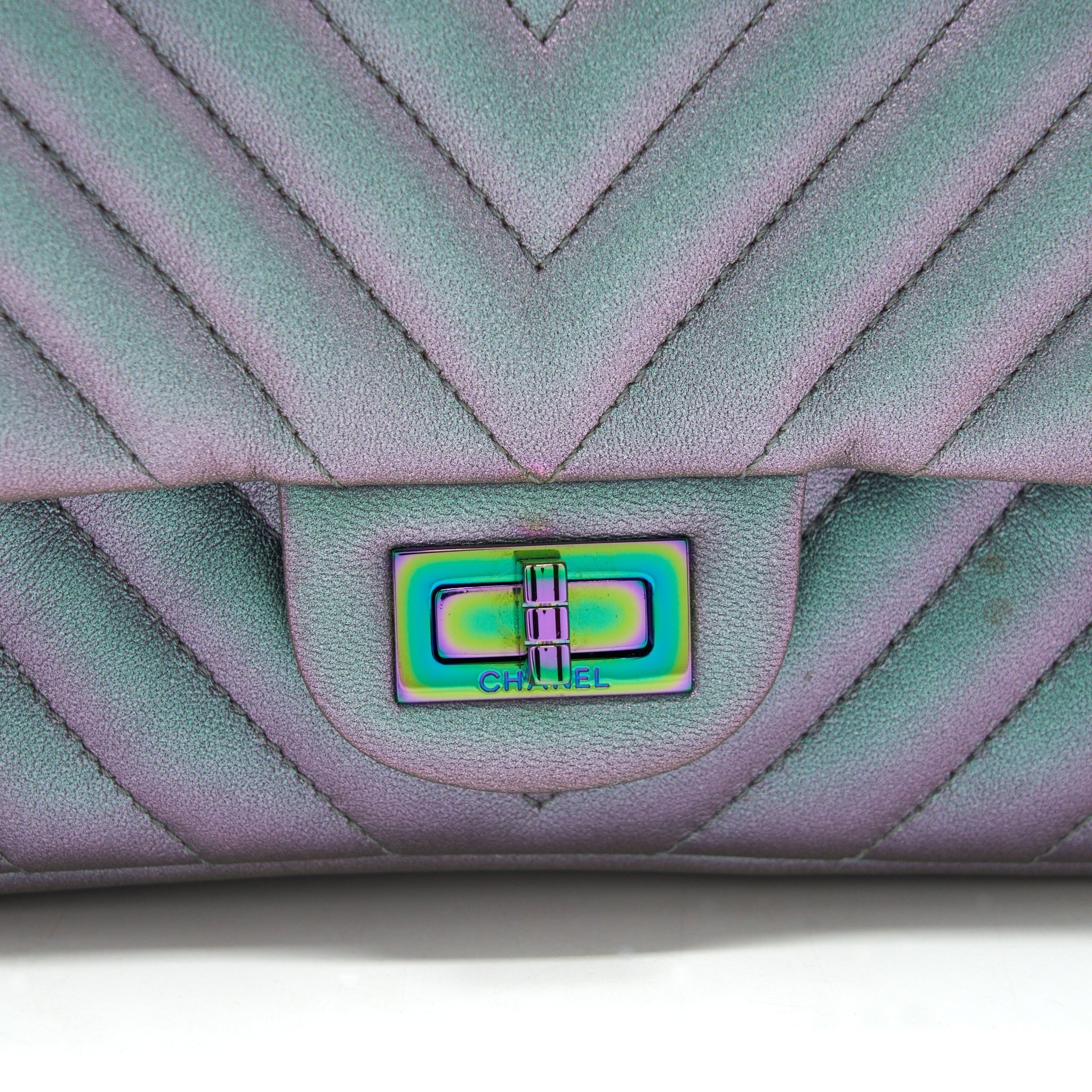 CHANEL 2.55 225 REISSUE FLAP BAG LAMBSKIN IRIDESCENT HARDWARE