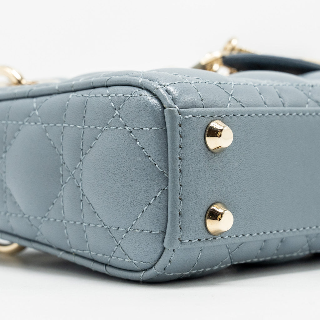DIOR LADY DIOR MICRO BAG LAMBSKIN CLOUD BLUE LGHW
