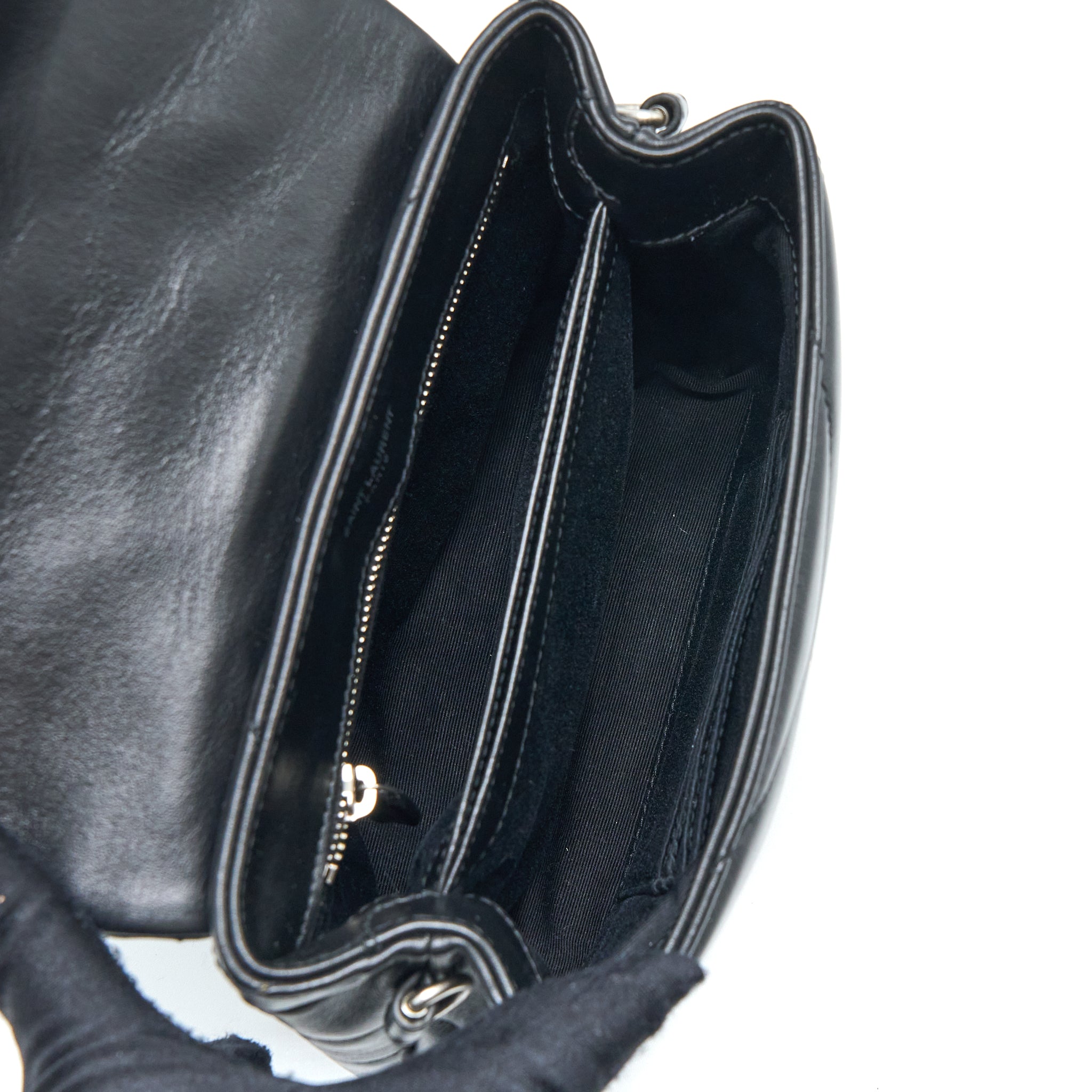 SAINT LAURENT LOULOU TOY STRAP BAG CALFSKIN BLACK SHW