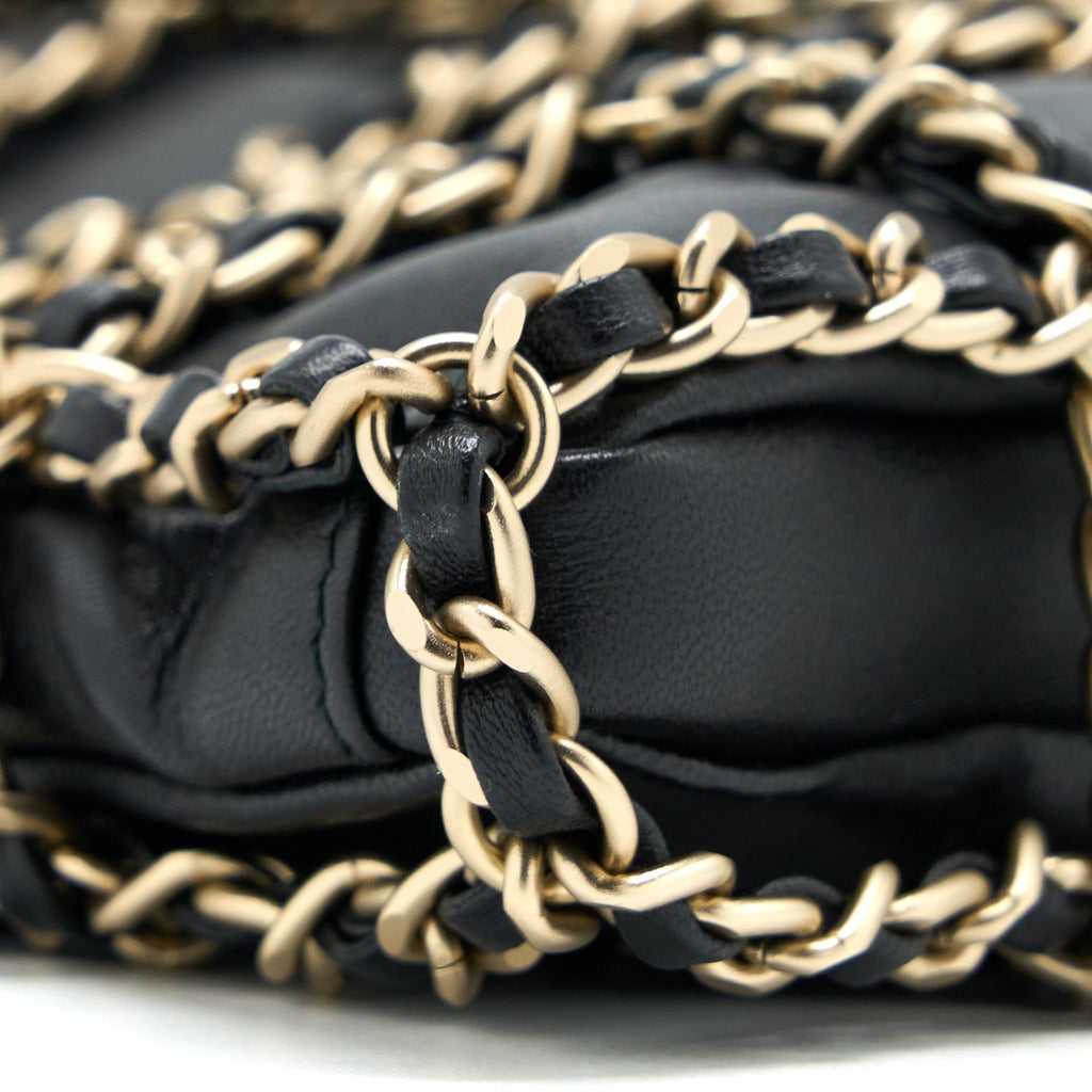 CHANEL CRUISE 2020 BLACK CHAINED TOTE BAG LAMBSKIN BLACK LGHW