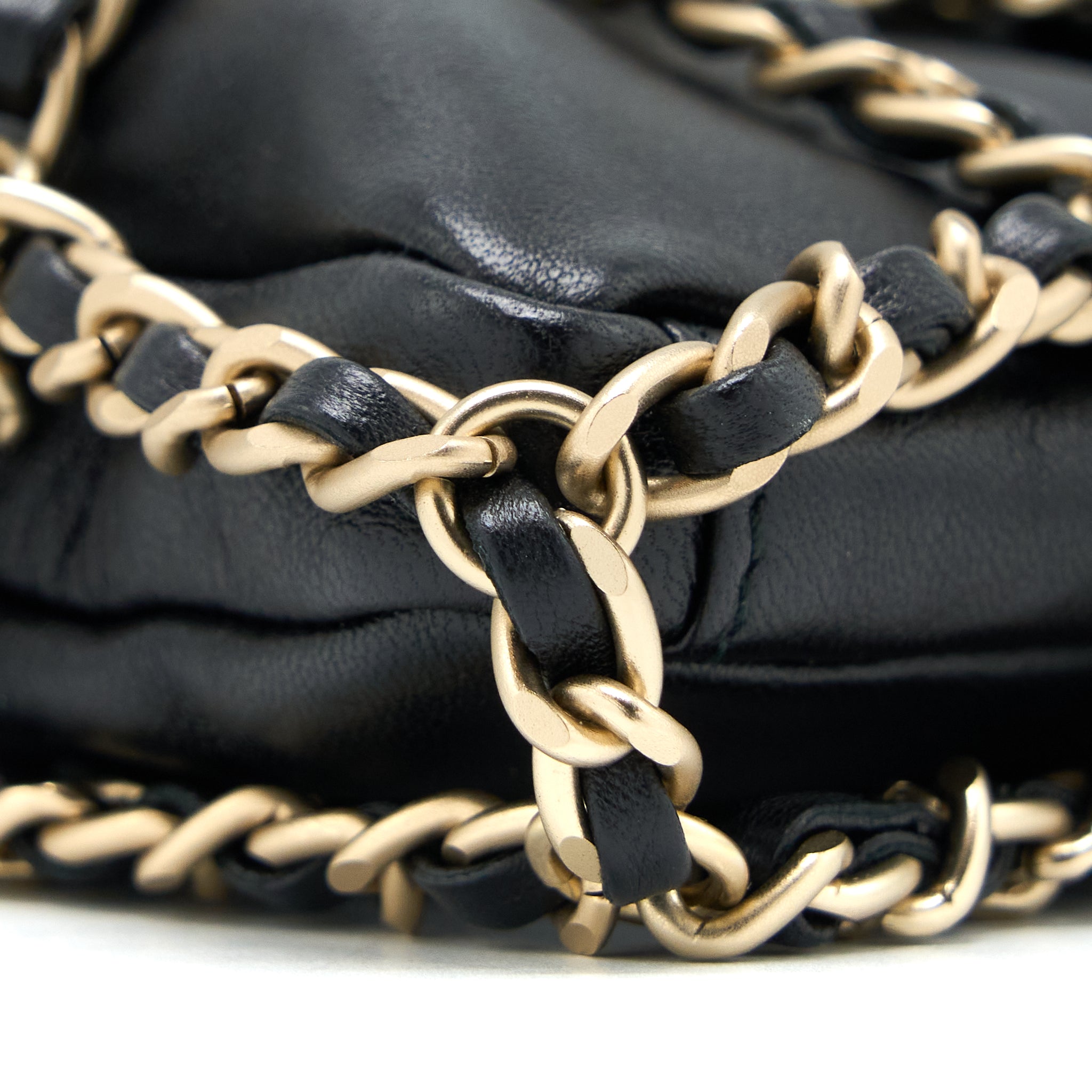 CHANEL CRUISE 2020 BLACK CHAINED TOTE BAG LAMBSKIN BLACK LGHW