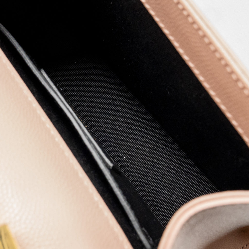 SAINT LAURENT/YSL SMALL SHOULDER BAG GRAINED CALFSKIN PALE PINK GHW