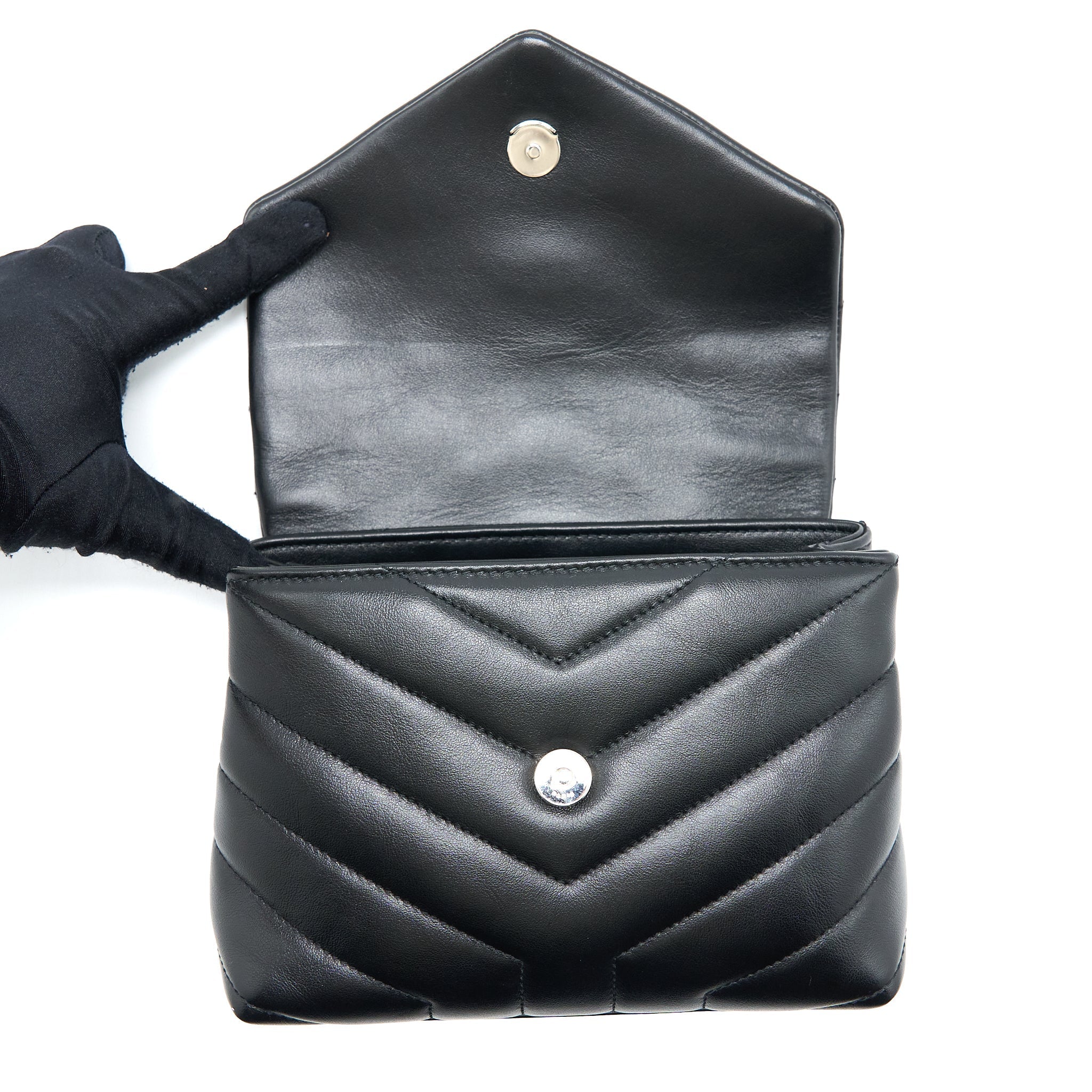 SAINT LAURENT LOULOU TOY STRAP BAG CALFSKIN BLACK SHW