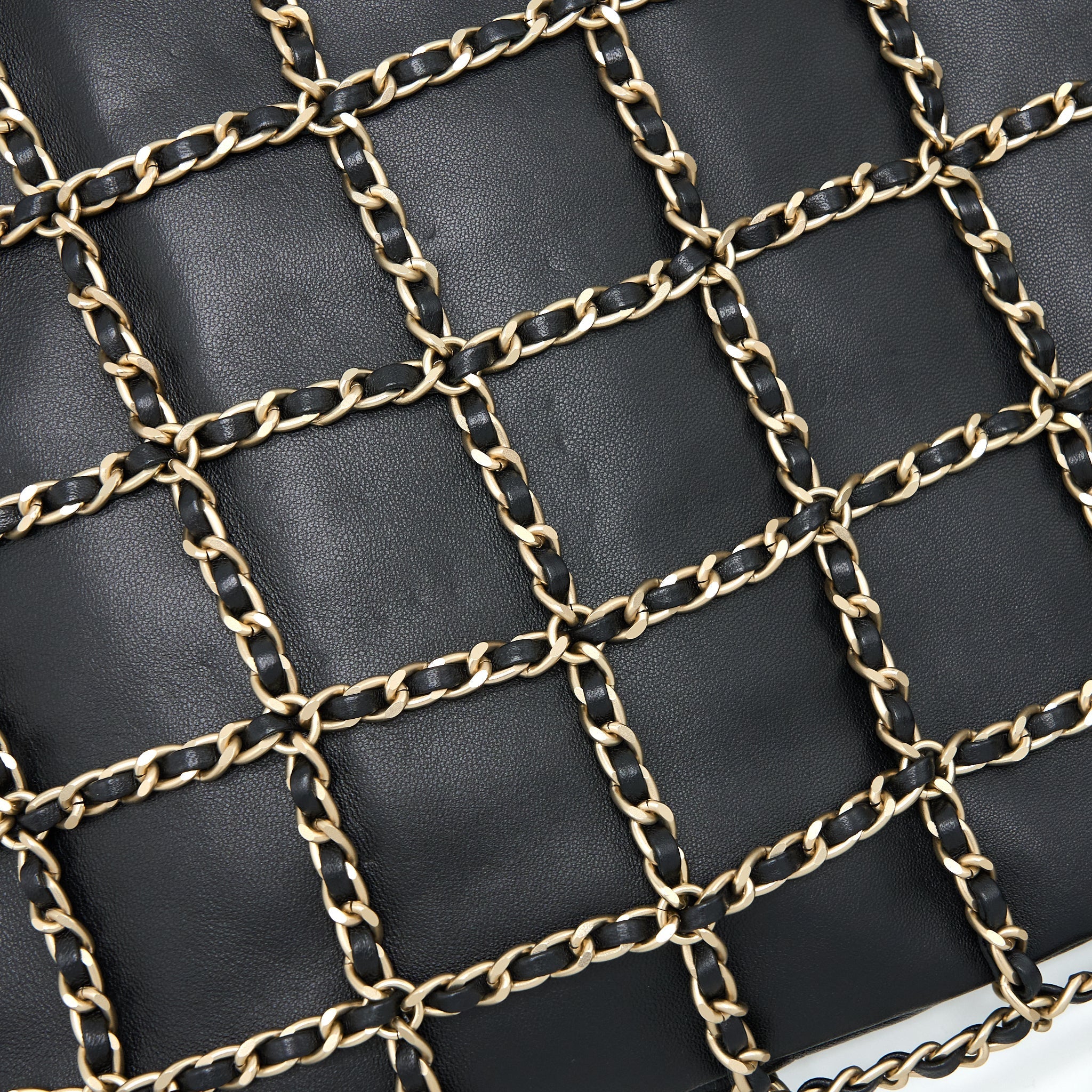 CHANEL CRUISE 2020 BLACK CHAINED TOTE BAG LAMBSKIN BLACK LGHW
