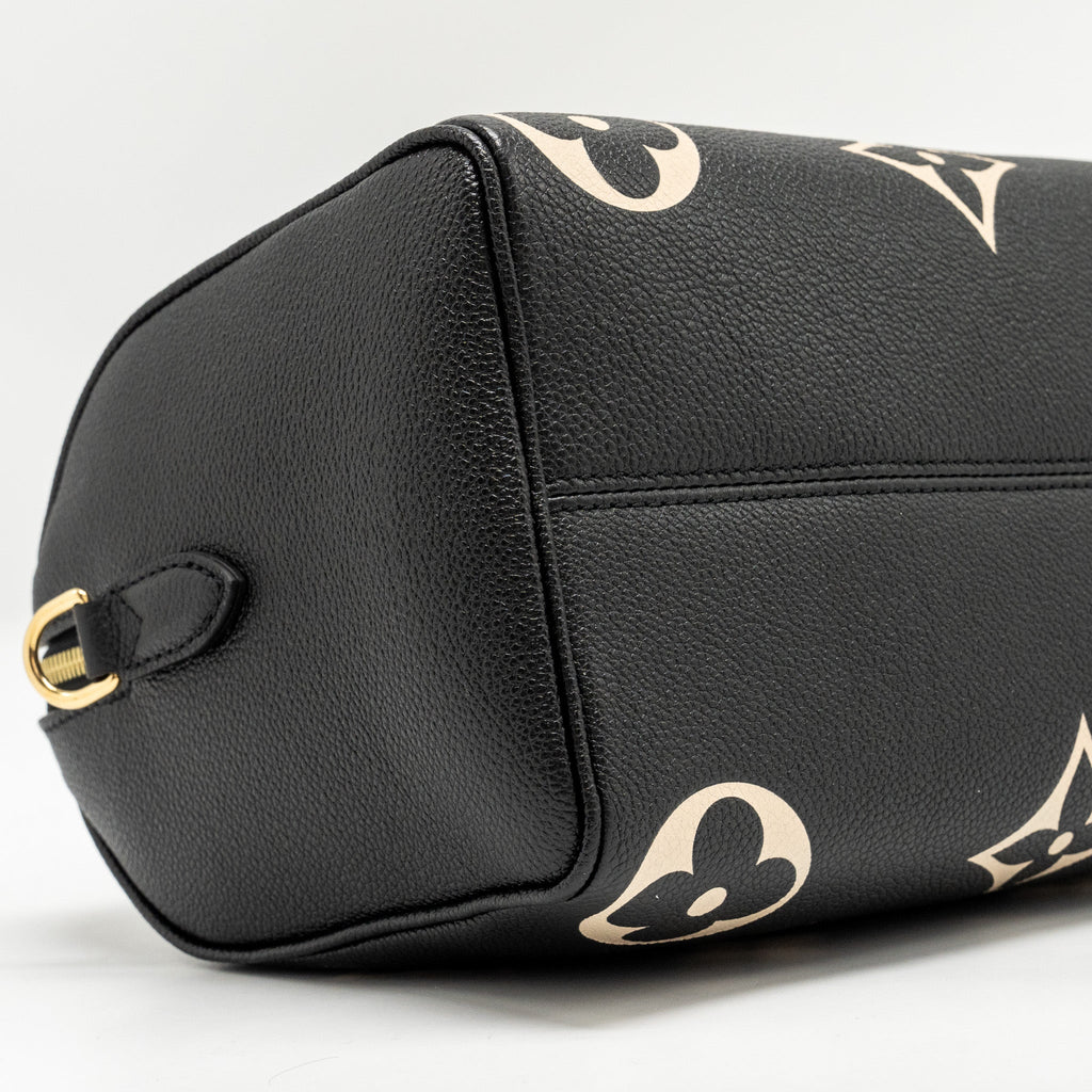 LOUIS VUITTON SPEEDY 25 BANDOULIERE BICOLOR MONOGRAM EMPREINTE BLACK GHW