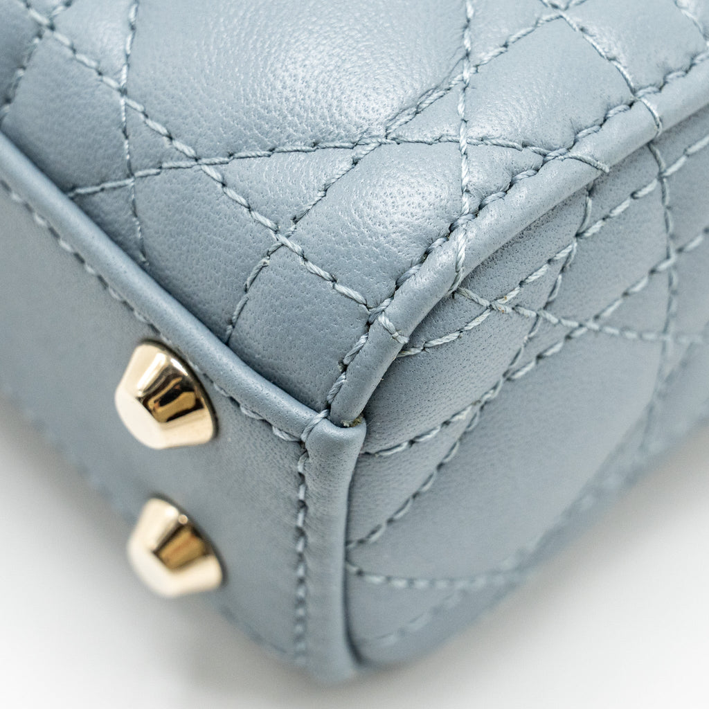 DIOR LADY DIOR MICRO BAG LAMBSKIN CLOUD BLUE LGHW
